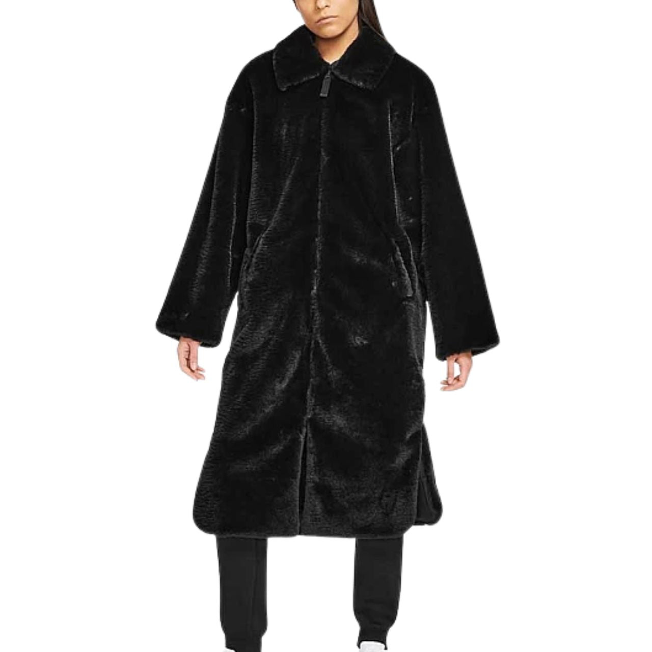 Nike DQ6838-010 Giacca Lunga in Pelliccia Sintetica