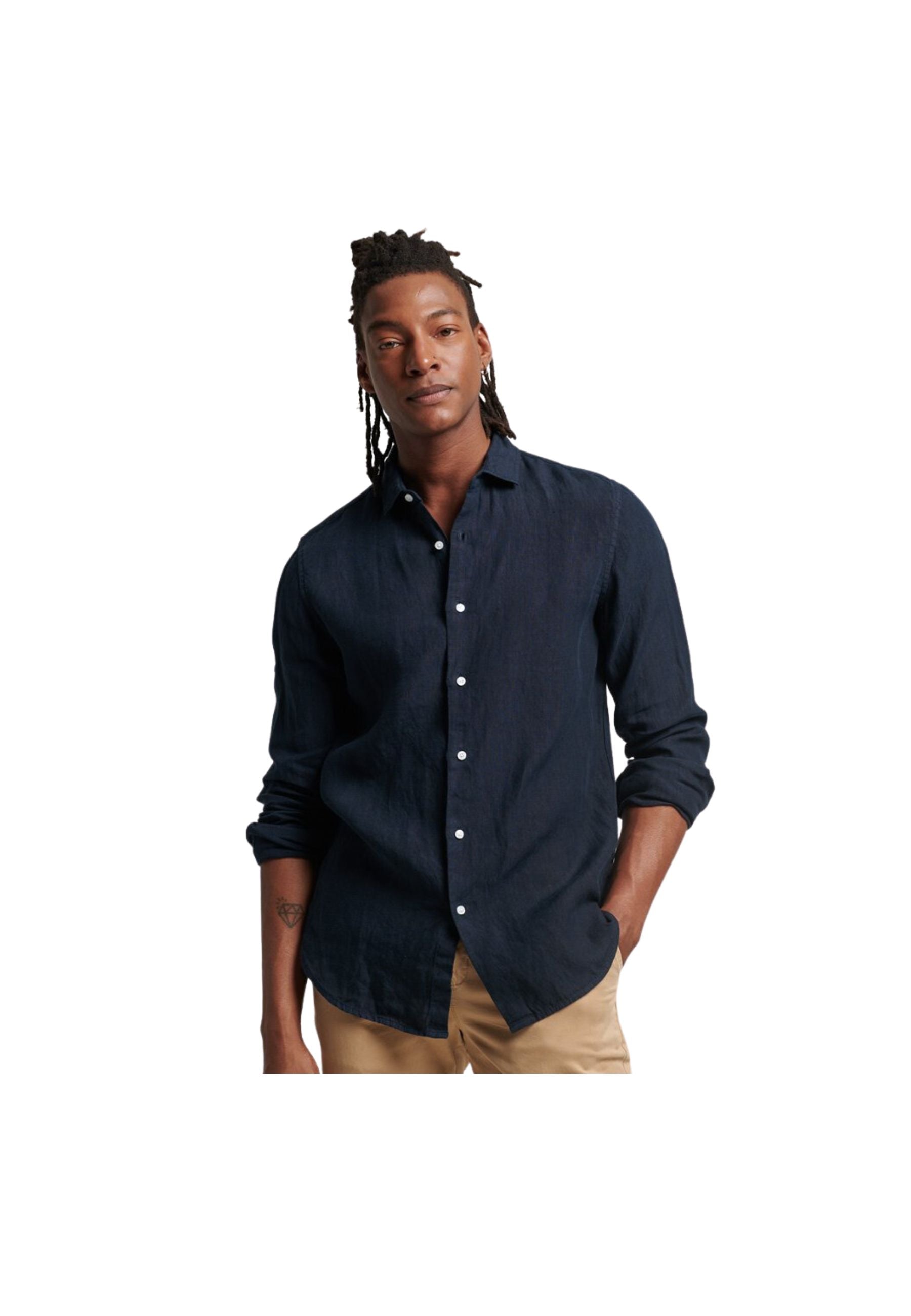 Camicia casual a maniche lunghe in lino