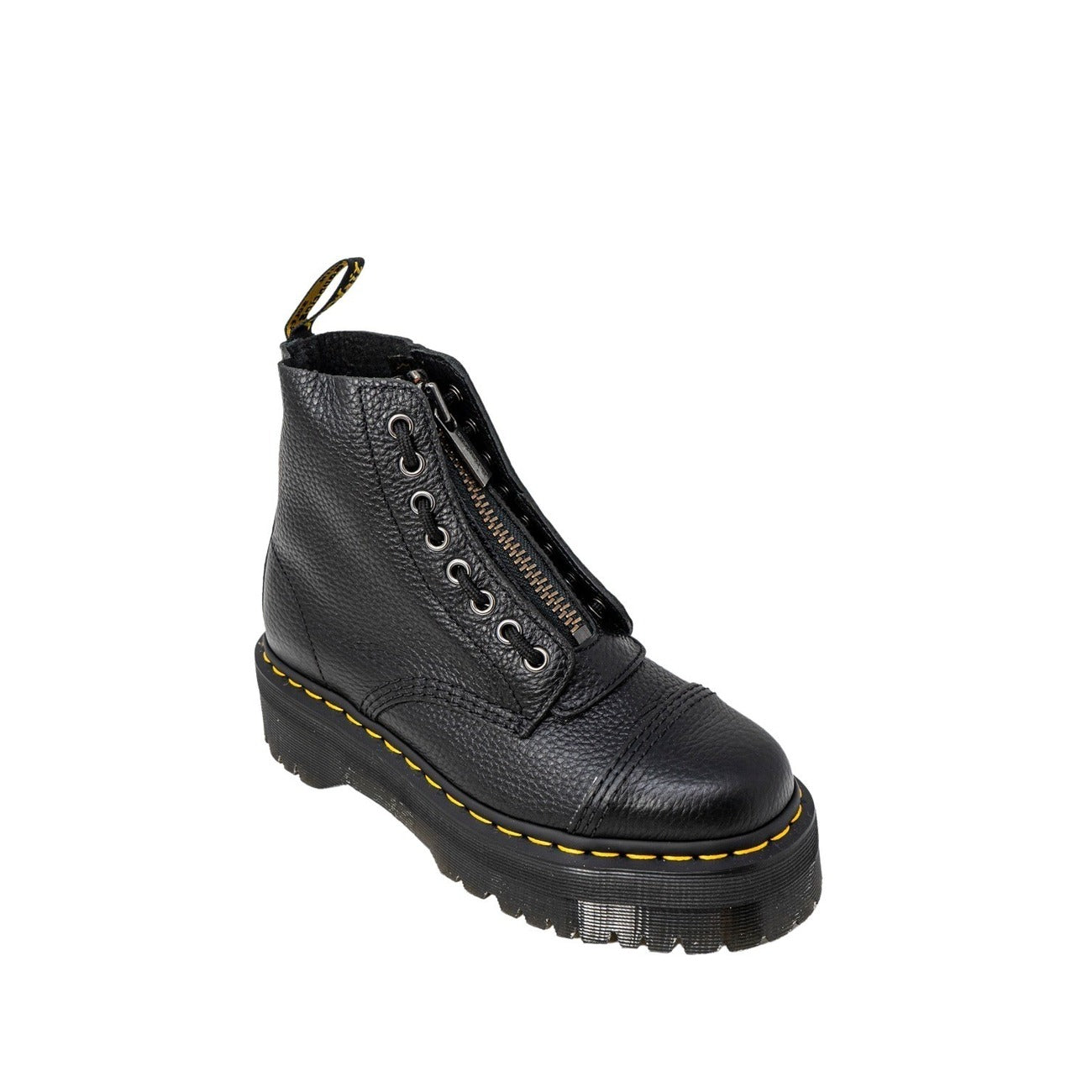 Stivaletti stringati monocromo in pelle neri Nero