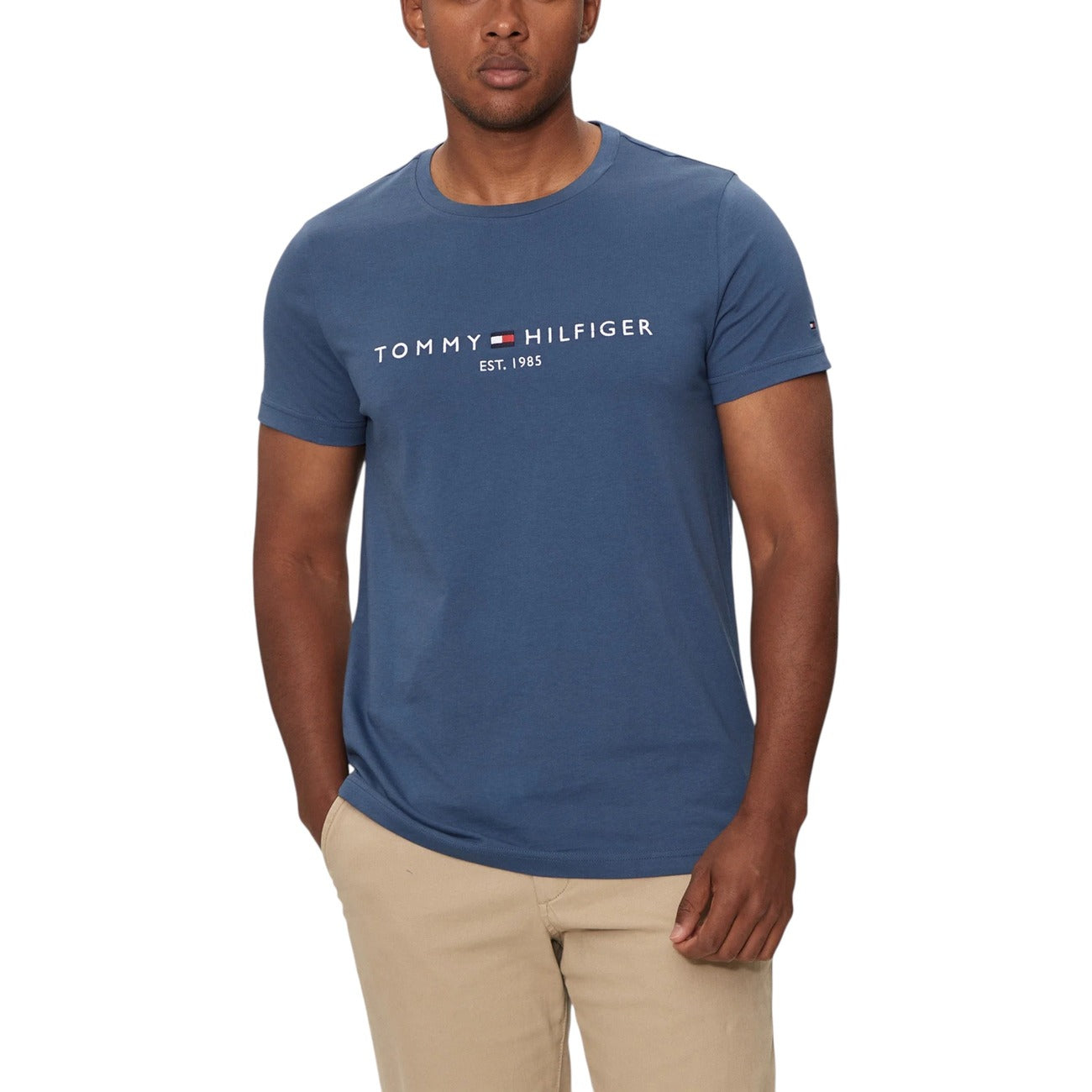 T-shirt Uomo azzurra a stampa Tommy Hilfiger