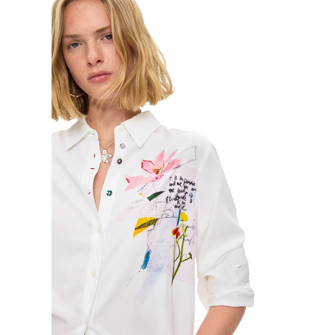 Desigual Camicia in Viscosa Donna Bianco CAM_TAMESIS