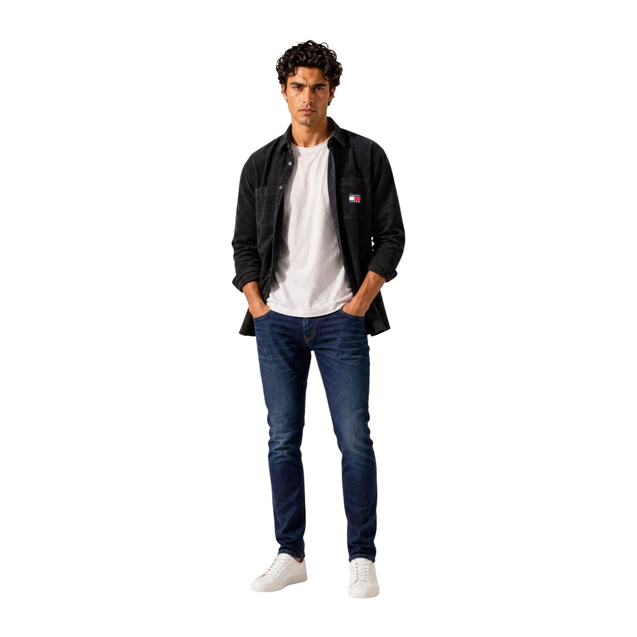 Tommy Hilfiger Jeans Camicia in Cotone Uomo Nero