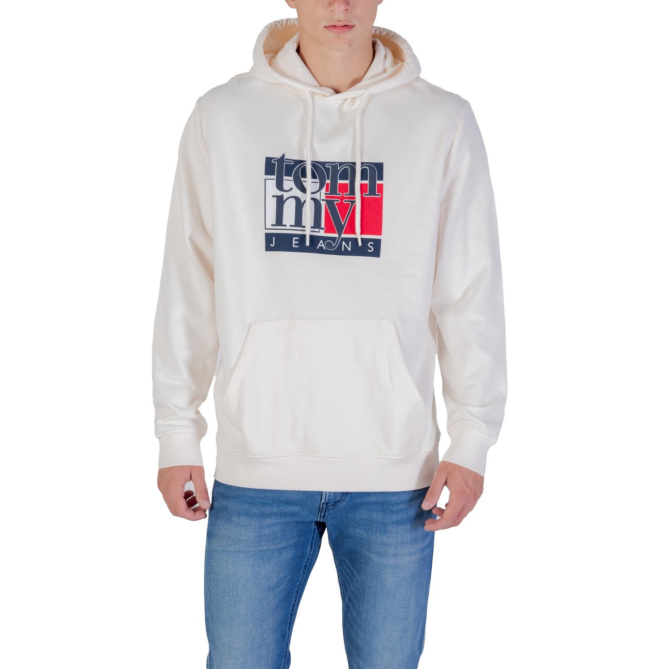 Felpa Tommy Hilfiger Jeans Uomo Nera con Cappuccio e Stampa