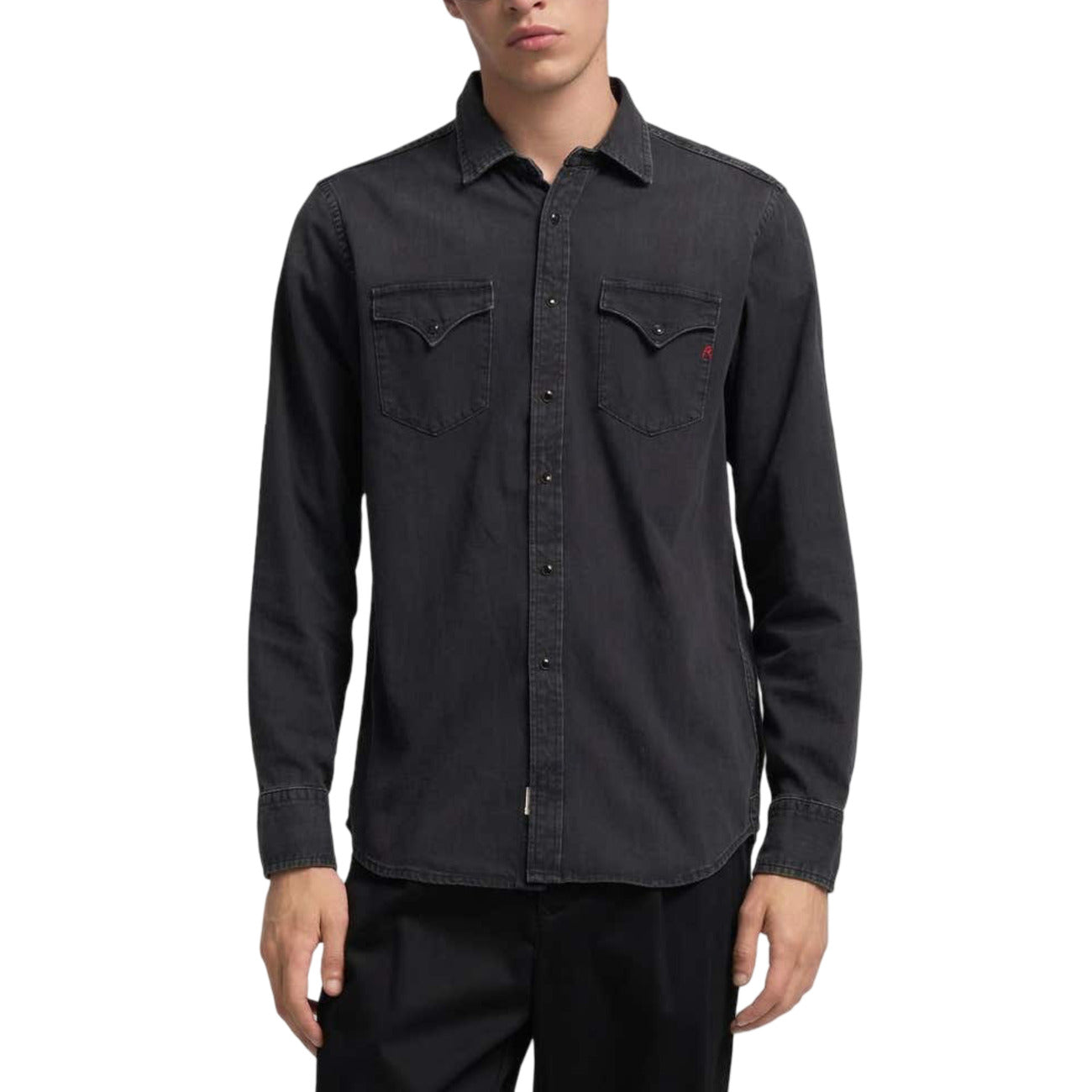 Camicia Classica Nera a Maniche Lunghe Uomo Replay