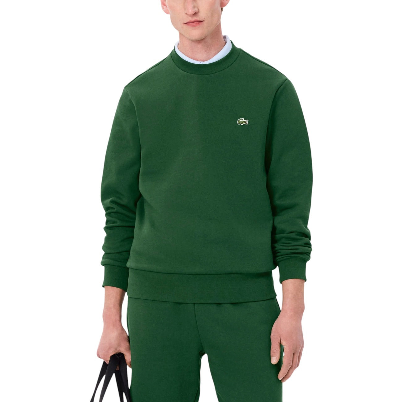 Felpa Lacoste Uomo Girocollo in Cotone Verde A/I