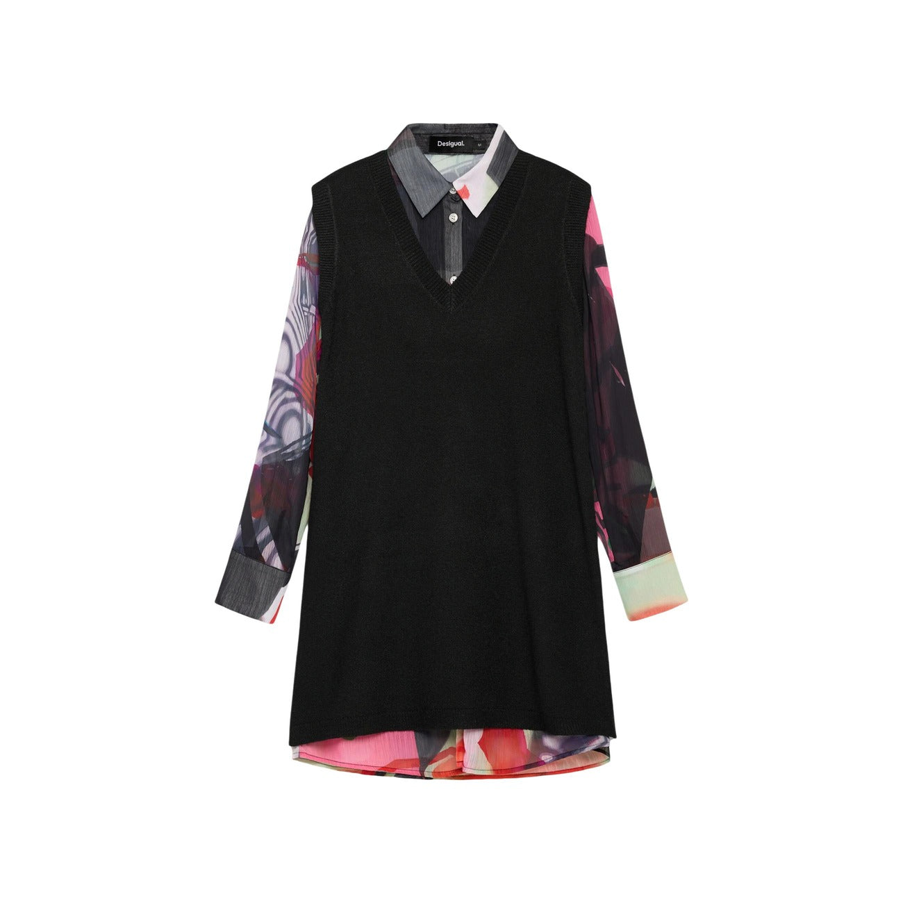 Desigual Abito in Poliestere Donna Nero VEST_MAMEN_LACROIX