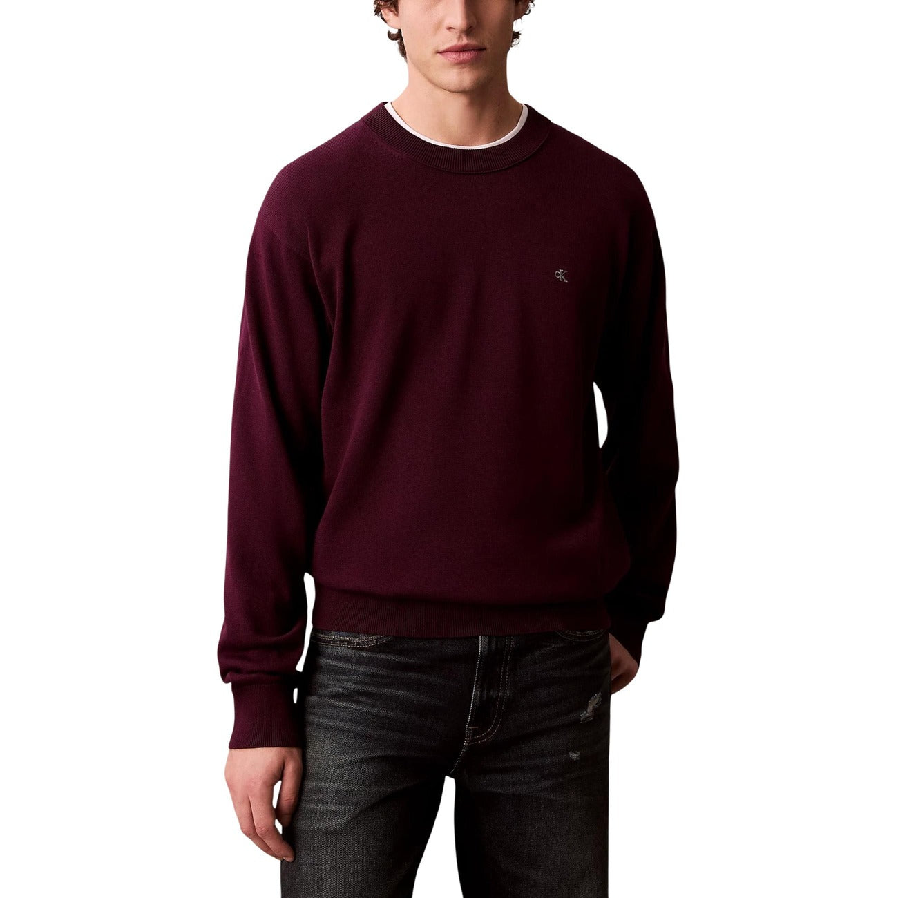 Calvin Klein Jeans Cotone Collo Tondo A/i Maglia Uomo Bianco