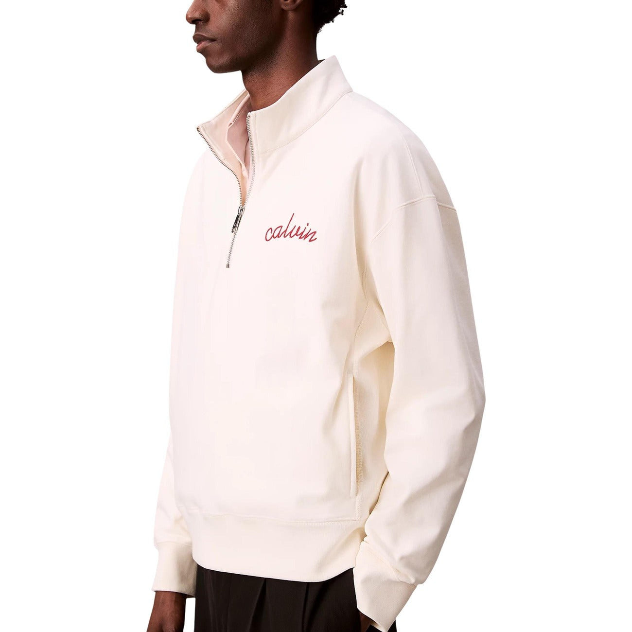 Calvin Klein Jeans Bianca con Zip e Collo Alto Bianco Uomo
