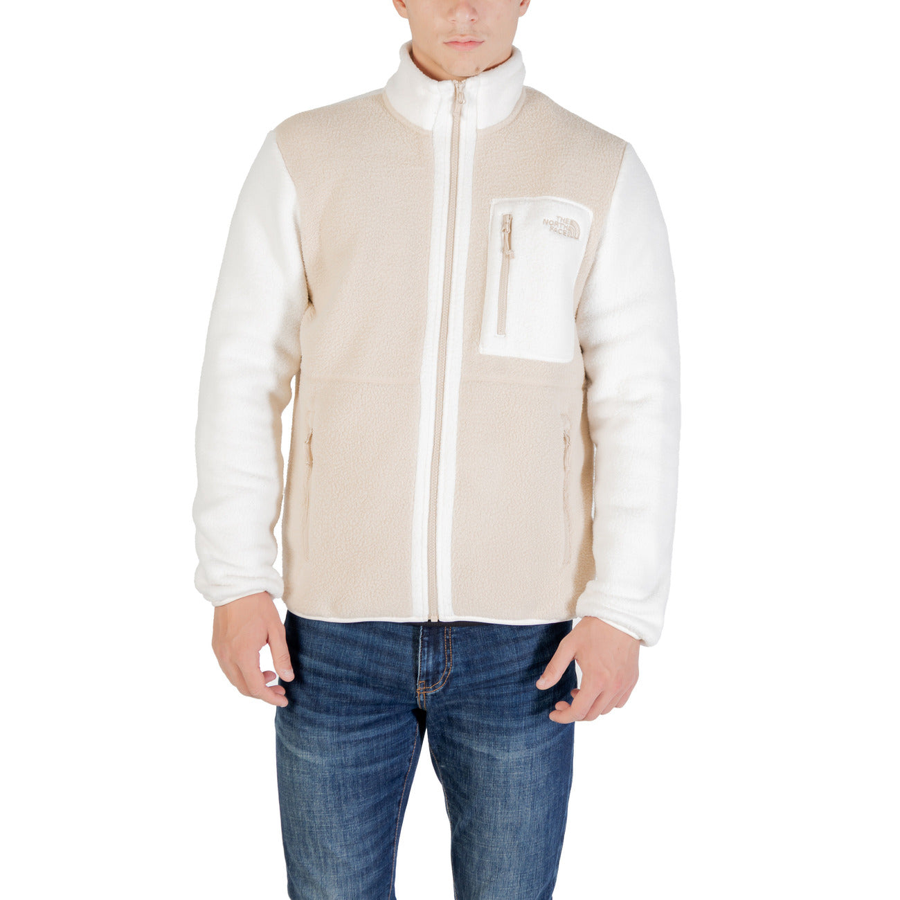 Felpa Uomo North Face in Pile Beige con Zip (A/I)