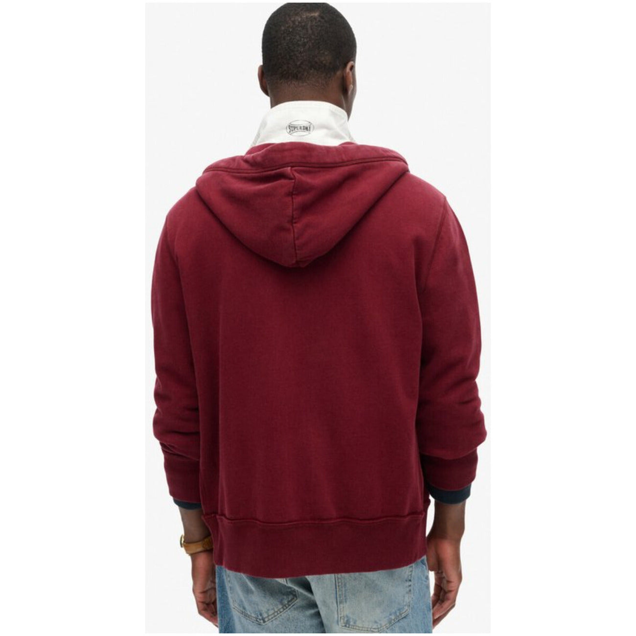 Felpa Uomo Superdry con Cappuccio e Zip Bordeaux Effetto Consumato