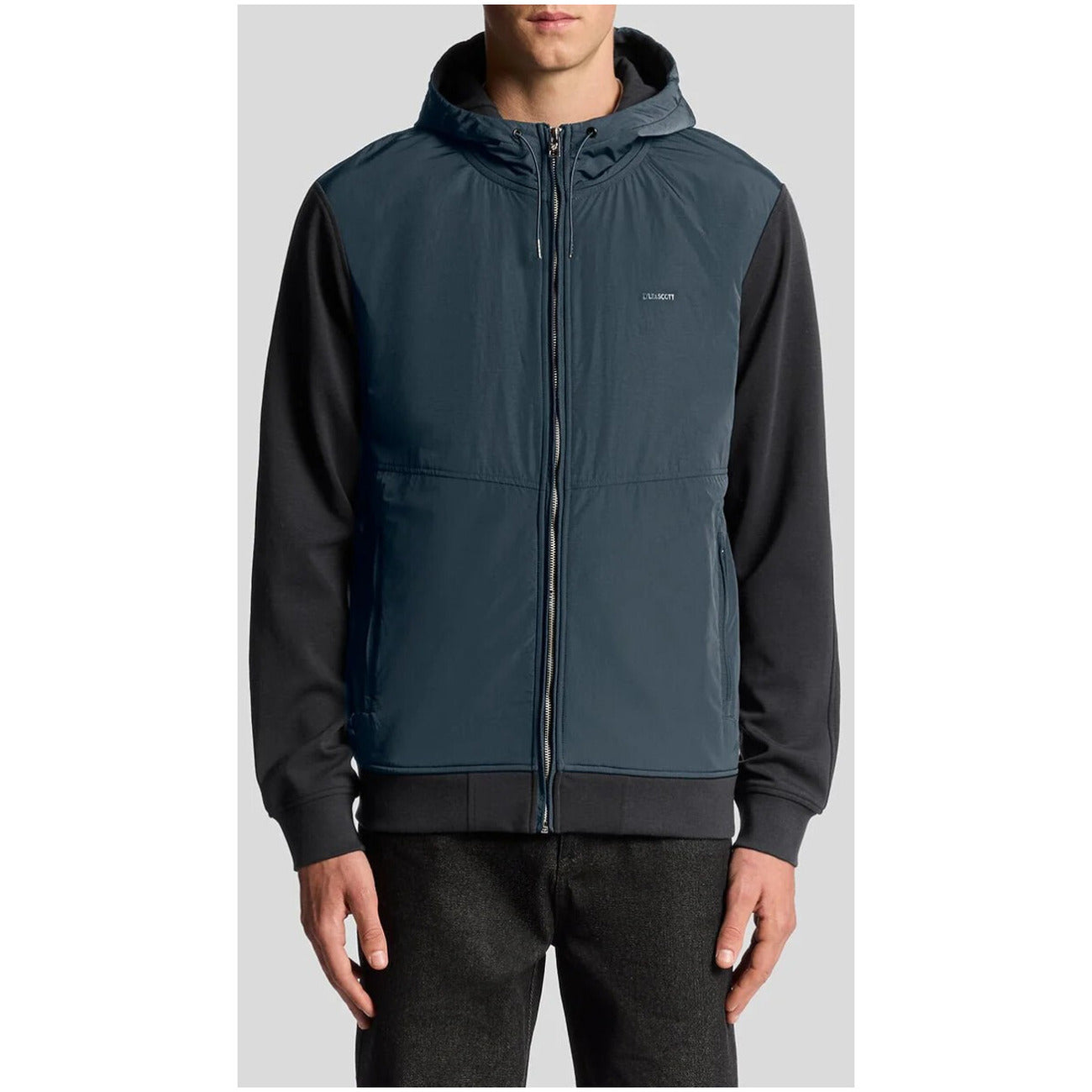 Cappuccio e Zip in Cotone Blu