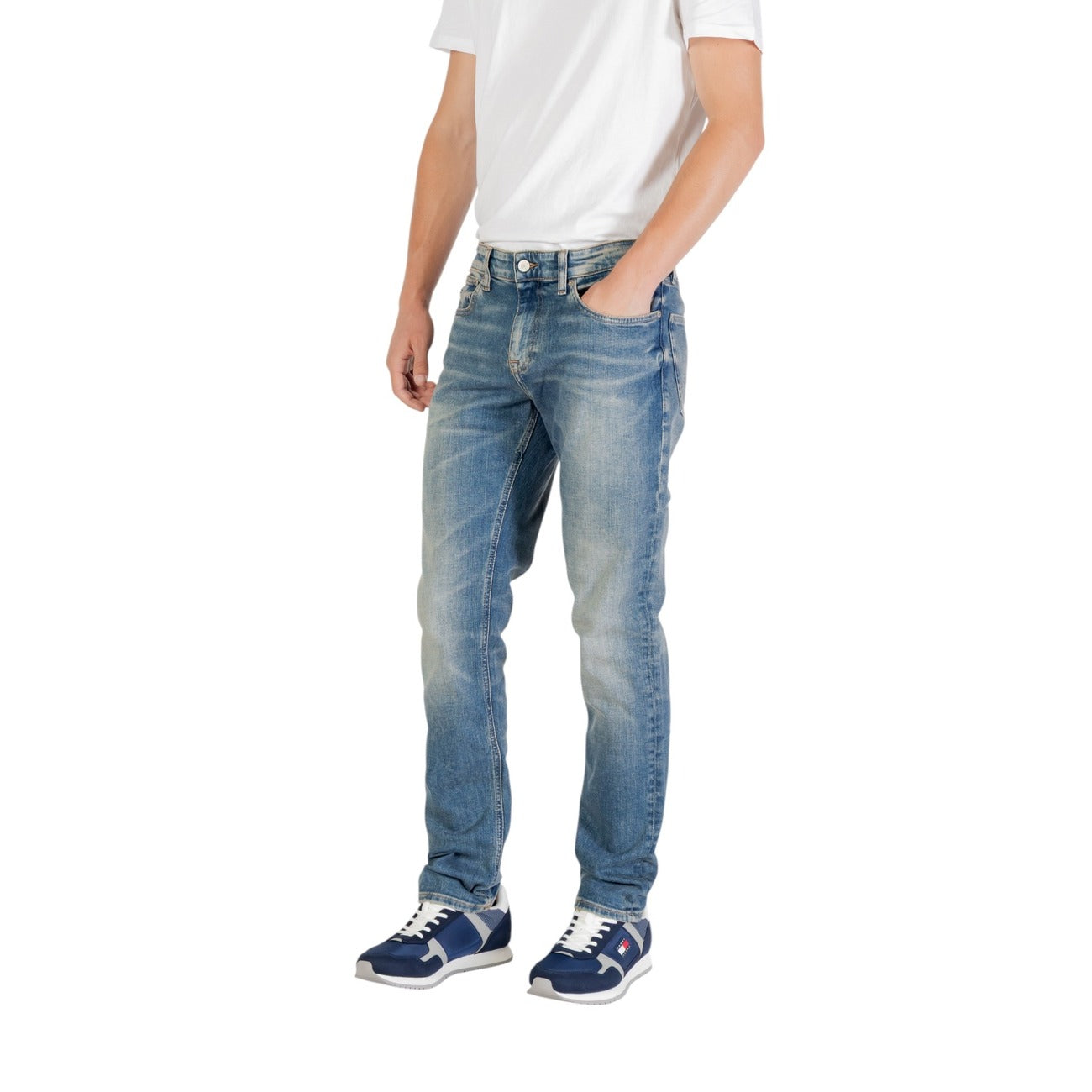 Tommy Hilfiger Jeans Uomo Azzurro - Cotone Organico, Effetto Consumato