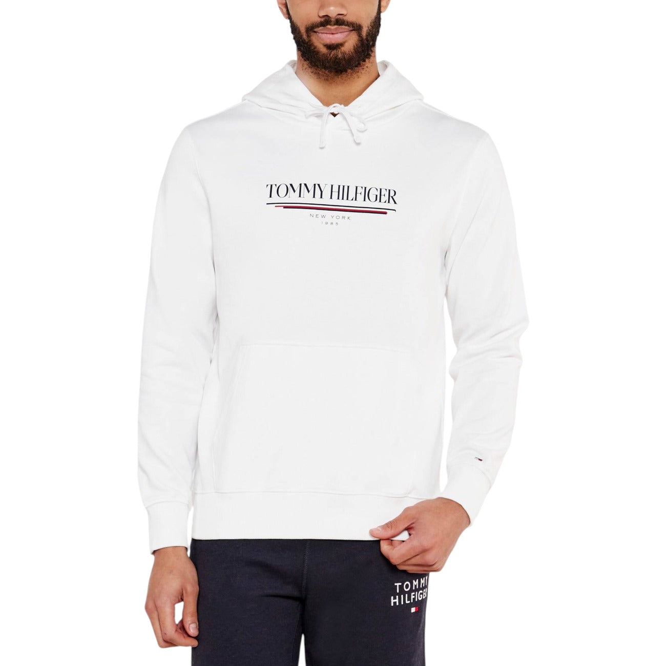 Tommy Hilfiger Felpa Uomo con Cappuccio Stampa Verde - Cotone Organico