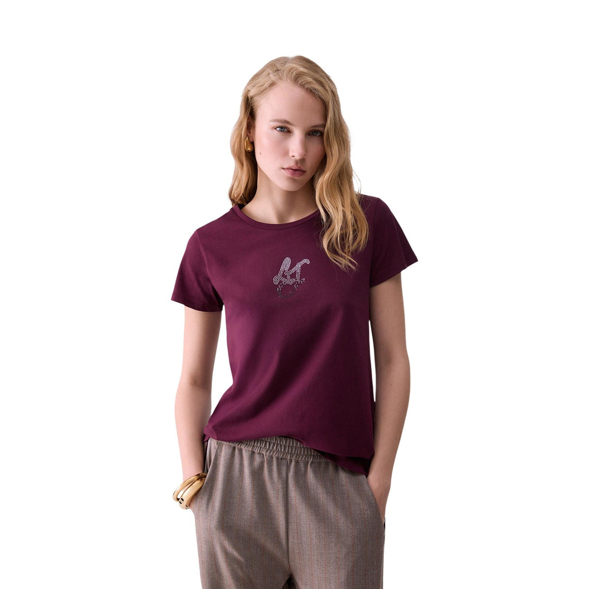 Liu Jo T-shirt in Cotone Donna Bordeaux BASIC