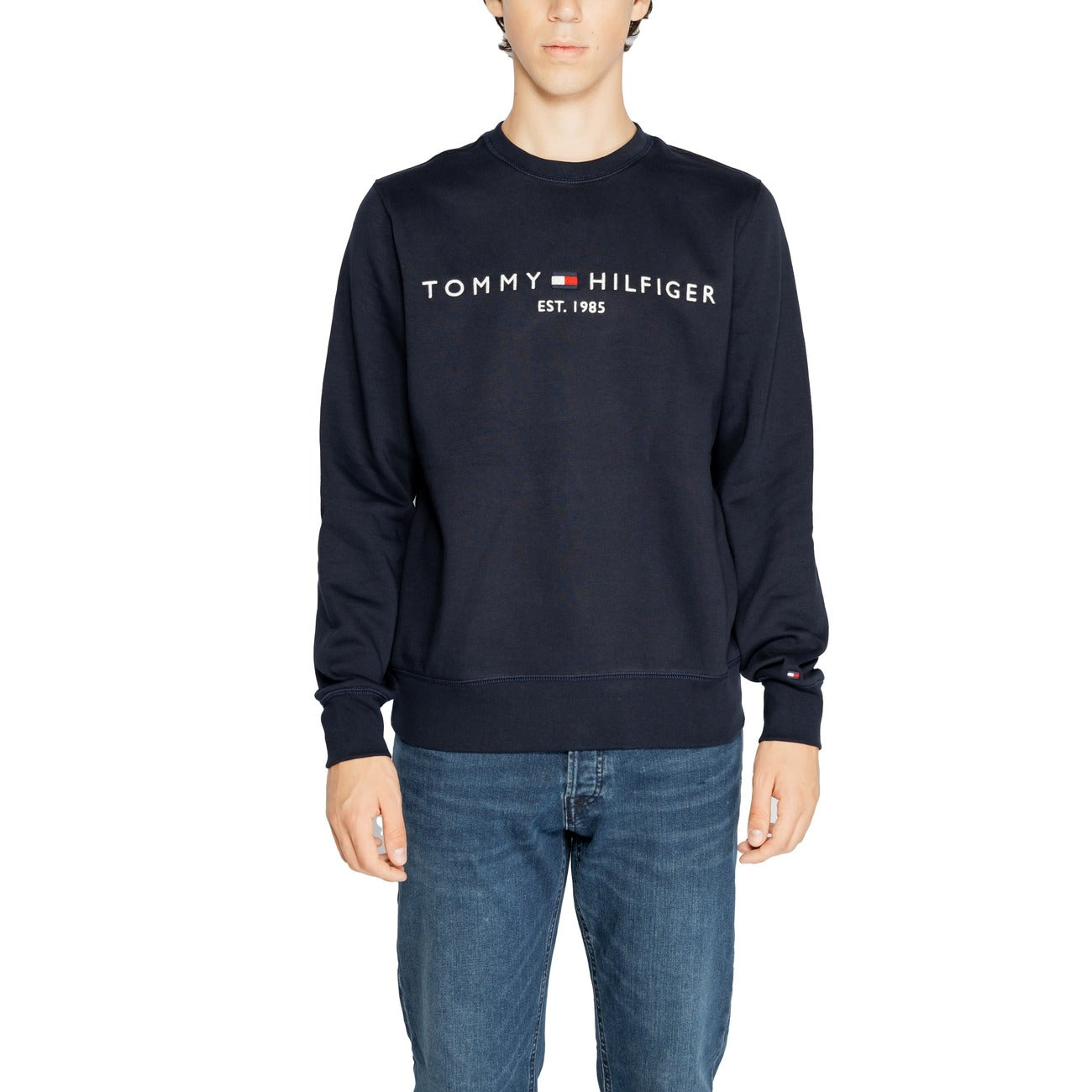 Felpa Nera Tommy Hilfiger Jeans Uomo con Stampa (A/I)