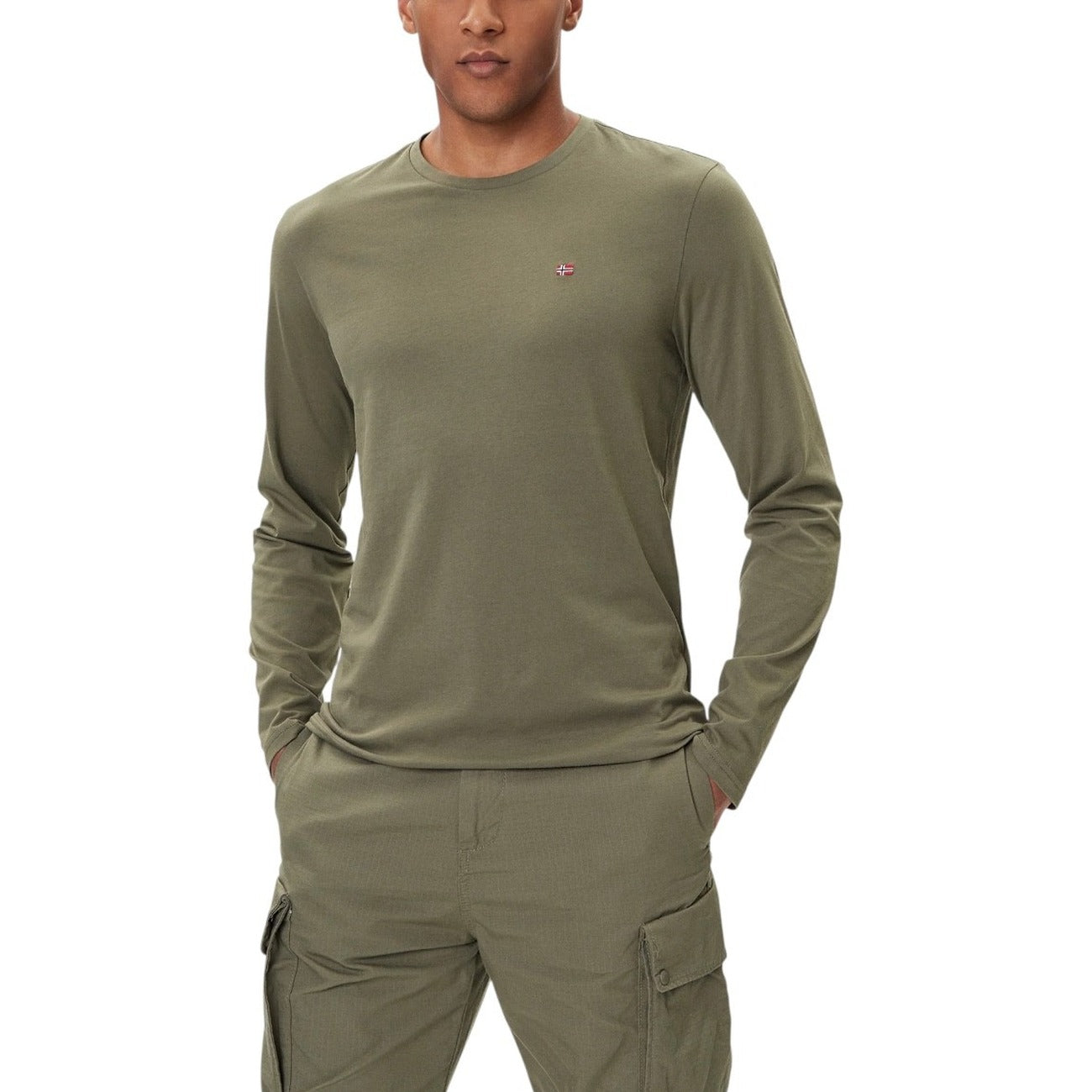 T-shirt Uomo Maniche Lunghe Verde Napapijri