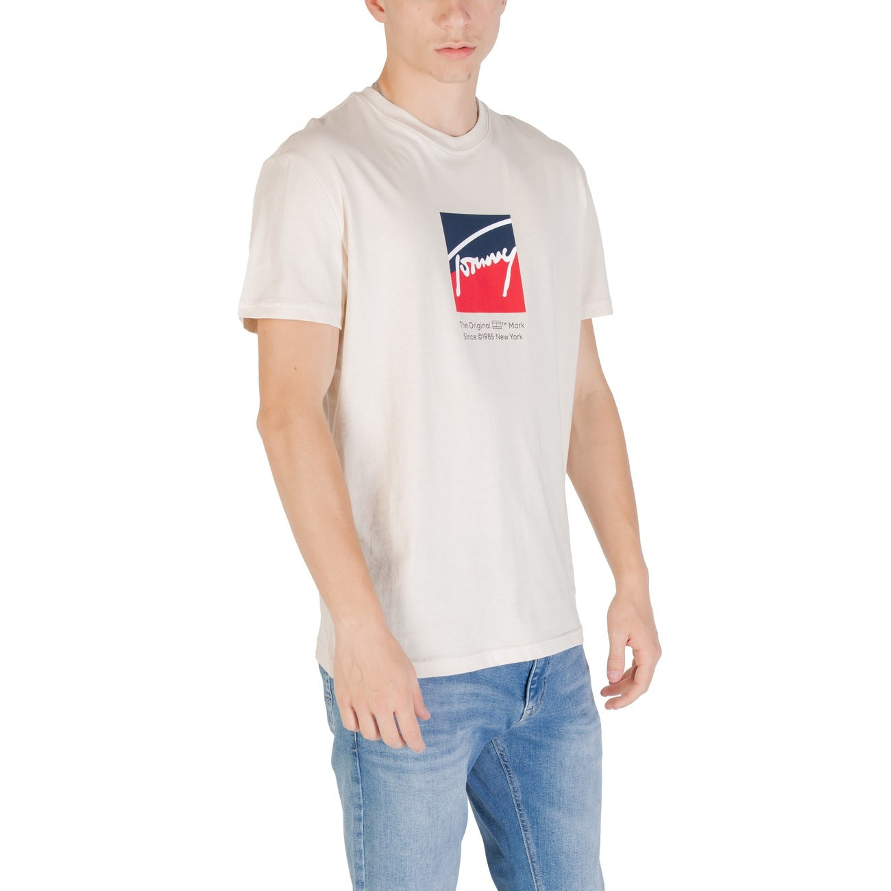 T-shirt Uomo Stampa Cotone Organico Beige Tommy Hilfiger Jeans