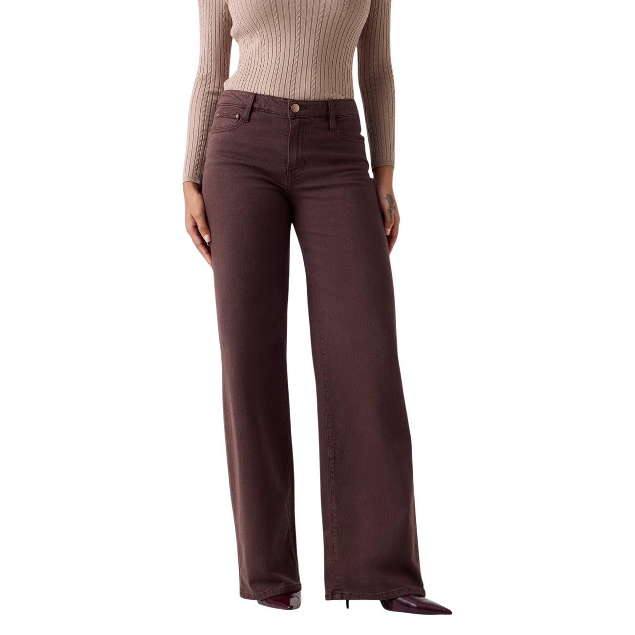 Guess Pantalone in Lyocell Donna Beige SEXY PALAZZO