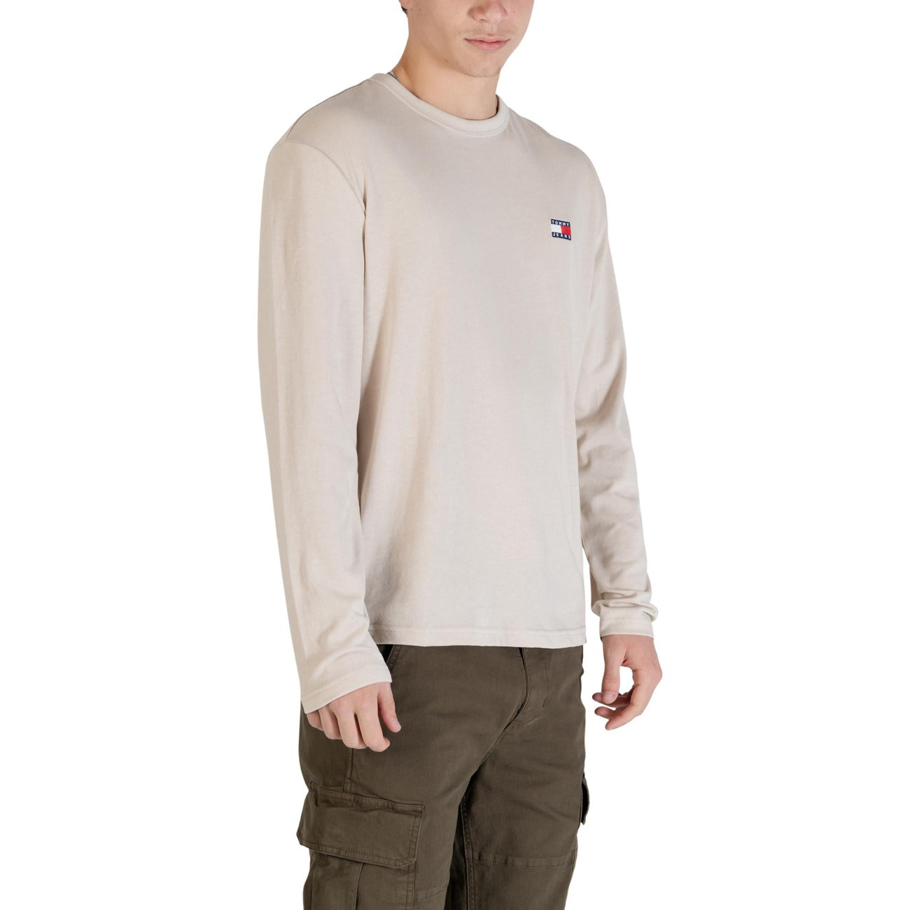 T-Shirt Manica Lunga Beige Uomo Tommy Hilfiger Jeans