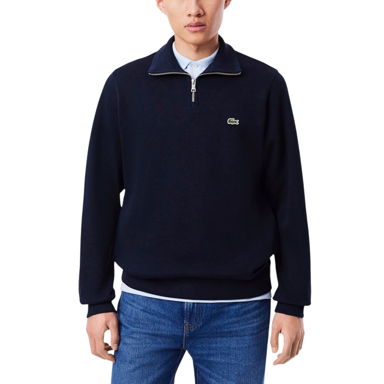 Felpa Uomo Lacoste in Cotone con Zip - Blu SH1927