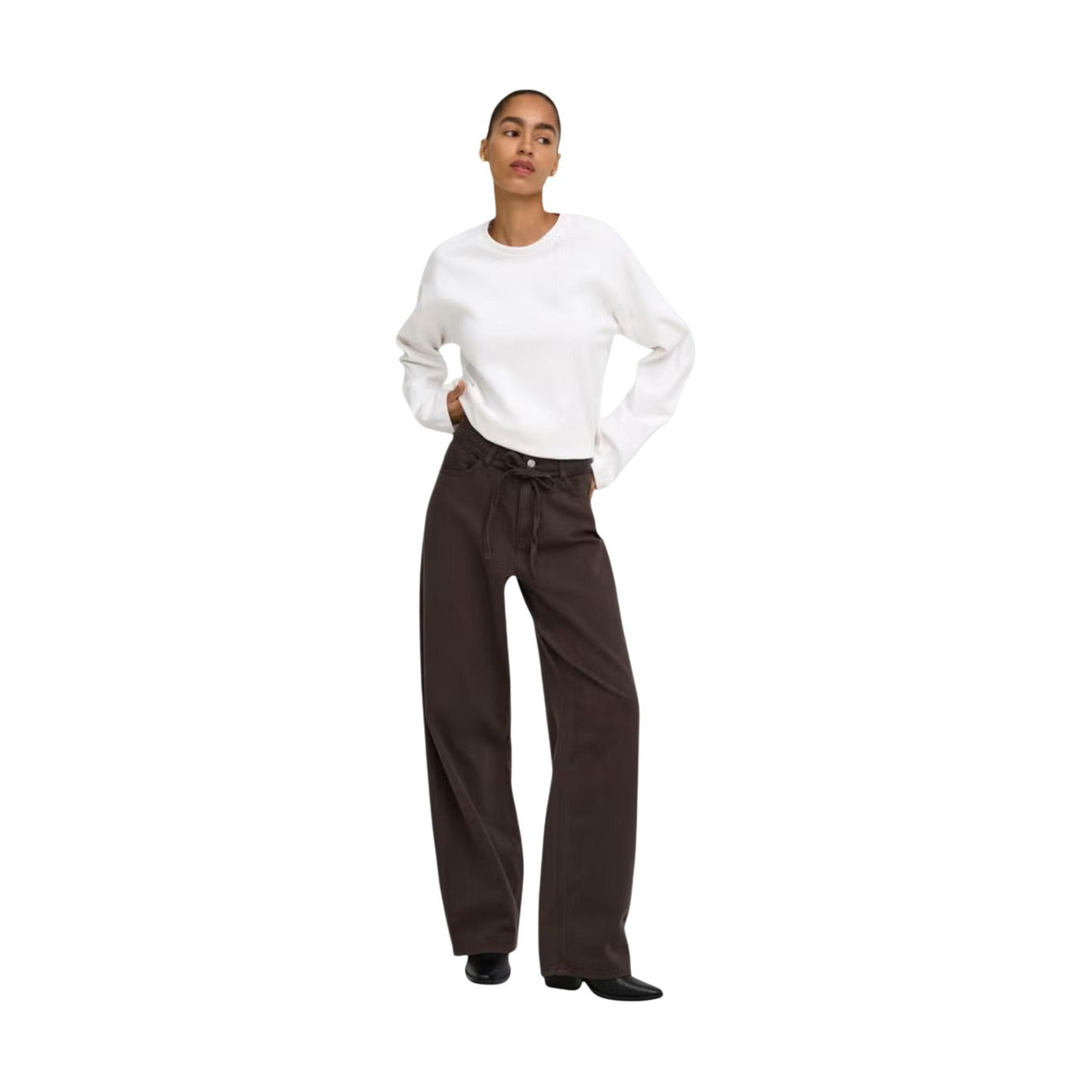 Only Jeans in Cotone Donna Marrone ONLGIANNA-SILLA MW ST BELT PANT PNT NOOS