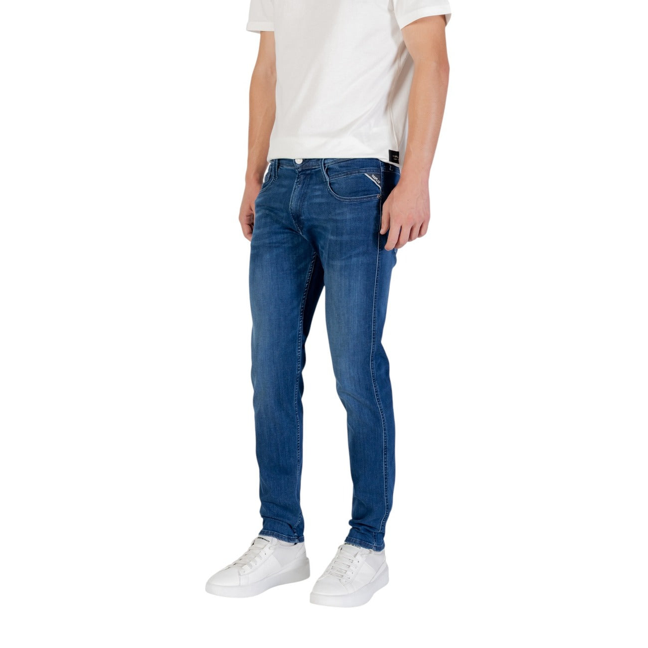 Replay Jeans Uomo Blu Chiusura Zip e Bottone