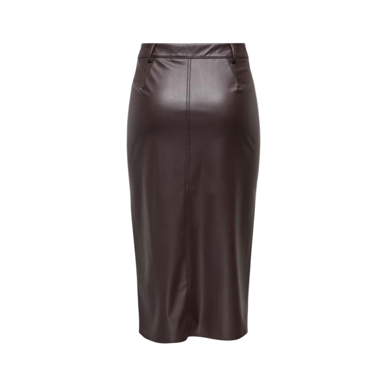 Only Gonna in Finta Donna Marrone ONLBITTEN FAUX LEATH PENCIL SKIRT CC OTW