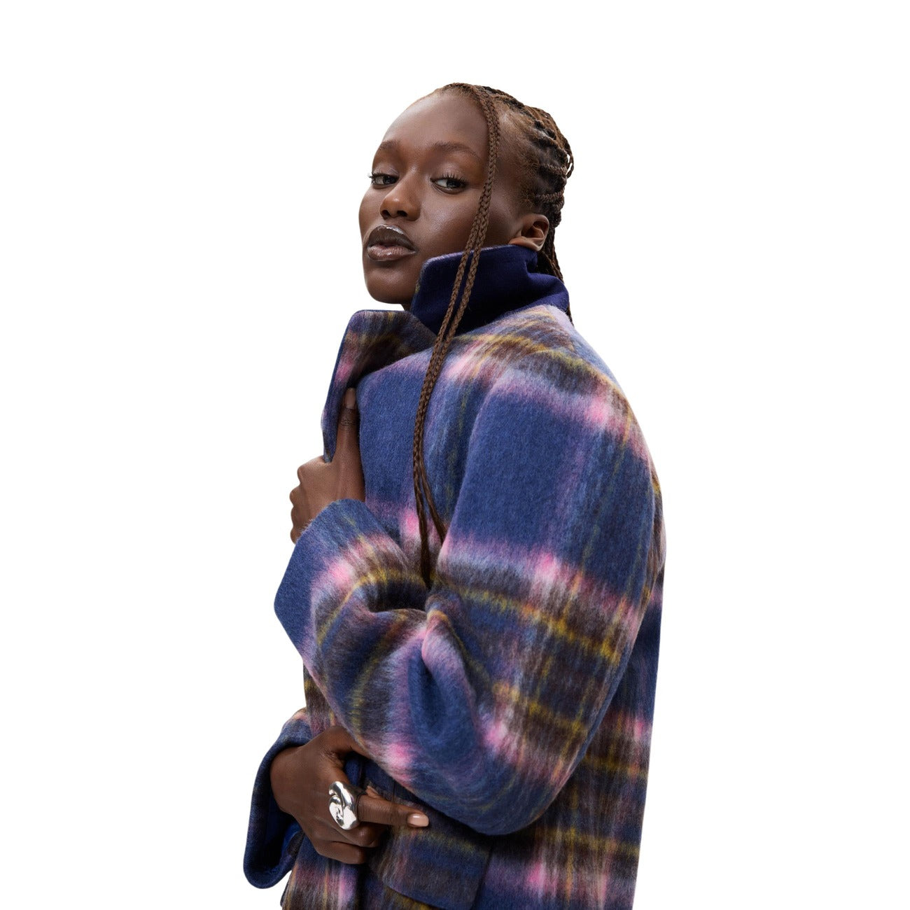 Desigual Cappotto in Poliestere Donna Blu CHAQ_CHECKERED