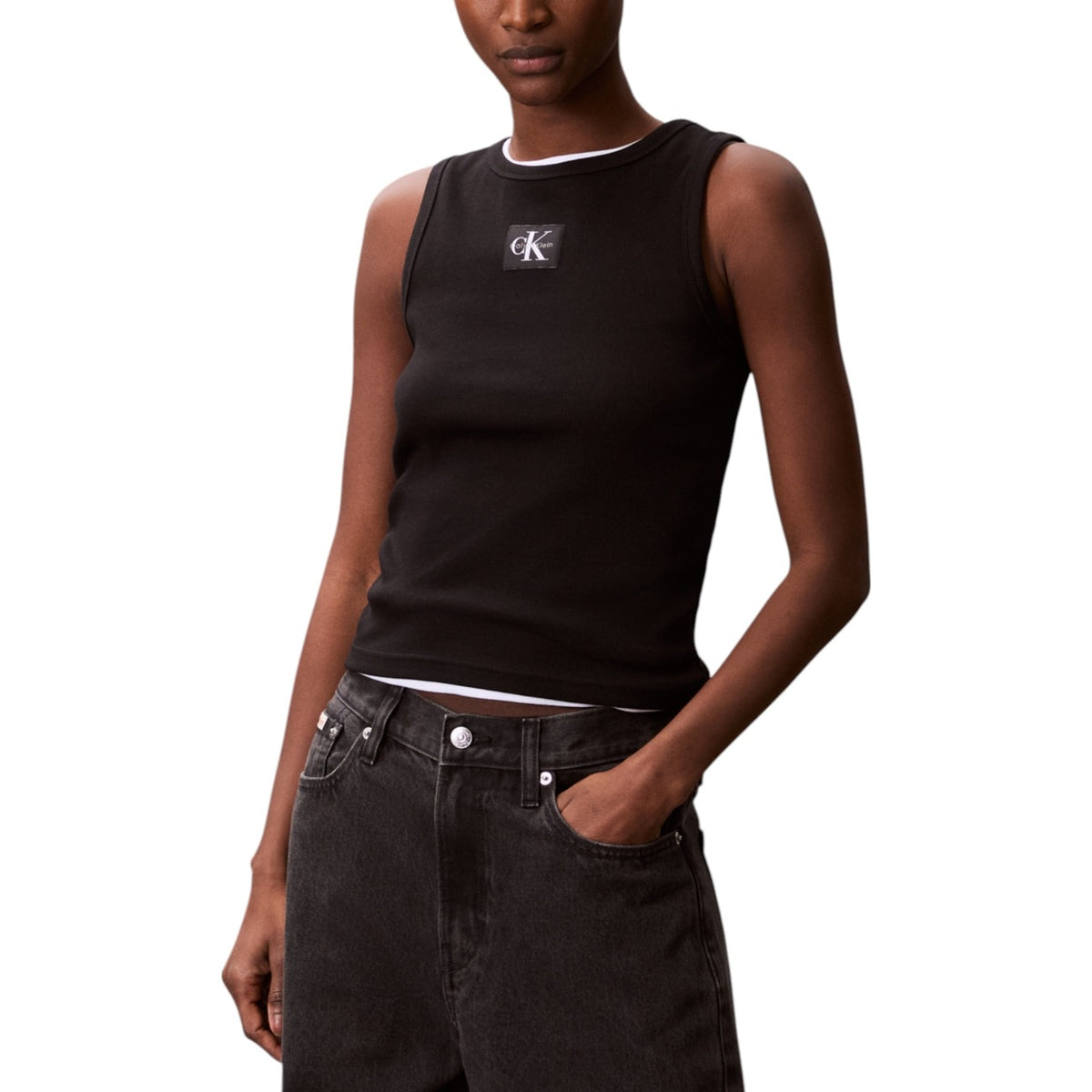 Calvin Klein Jeans Canotta in Cotone Donna Azzurro LV047C201G