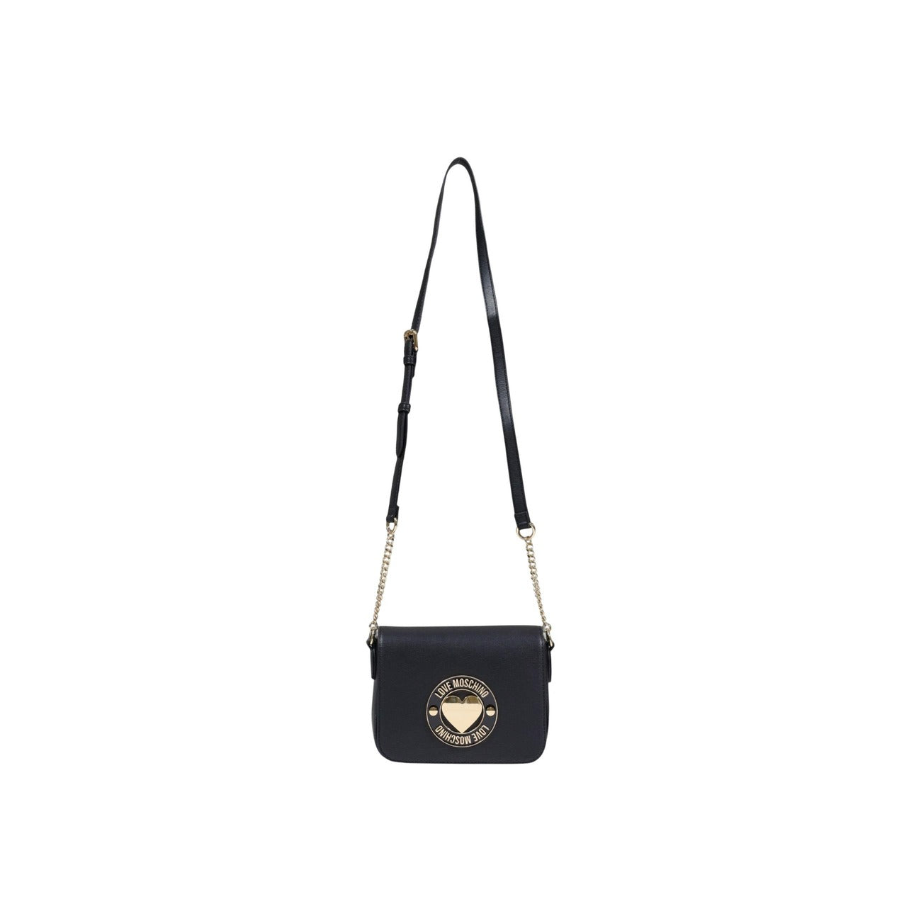 Borsa a tracolla nera con bottone Love Moschino