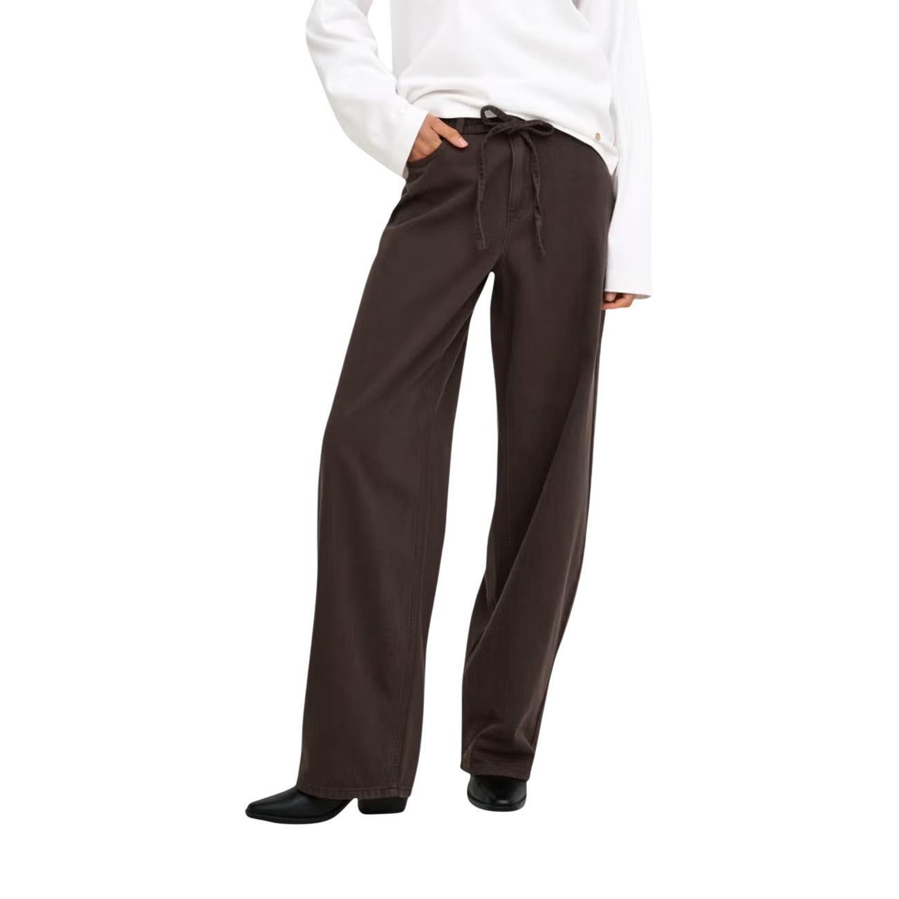 Only Jeans in Cotone Donna Marrone ONLGIANNA-SILLA MW ST BELT PANT PNT NOOS