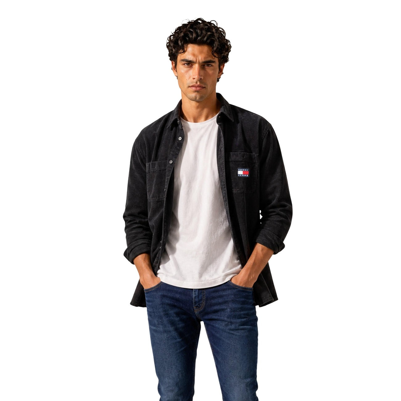 Tommy Hilfiger Jeans Camicia in Cotone Uomo Nero