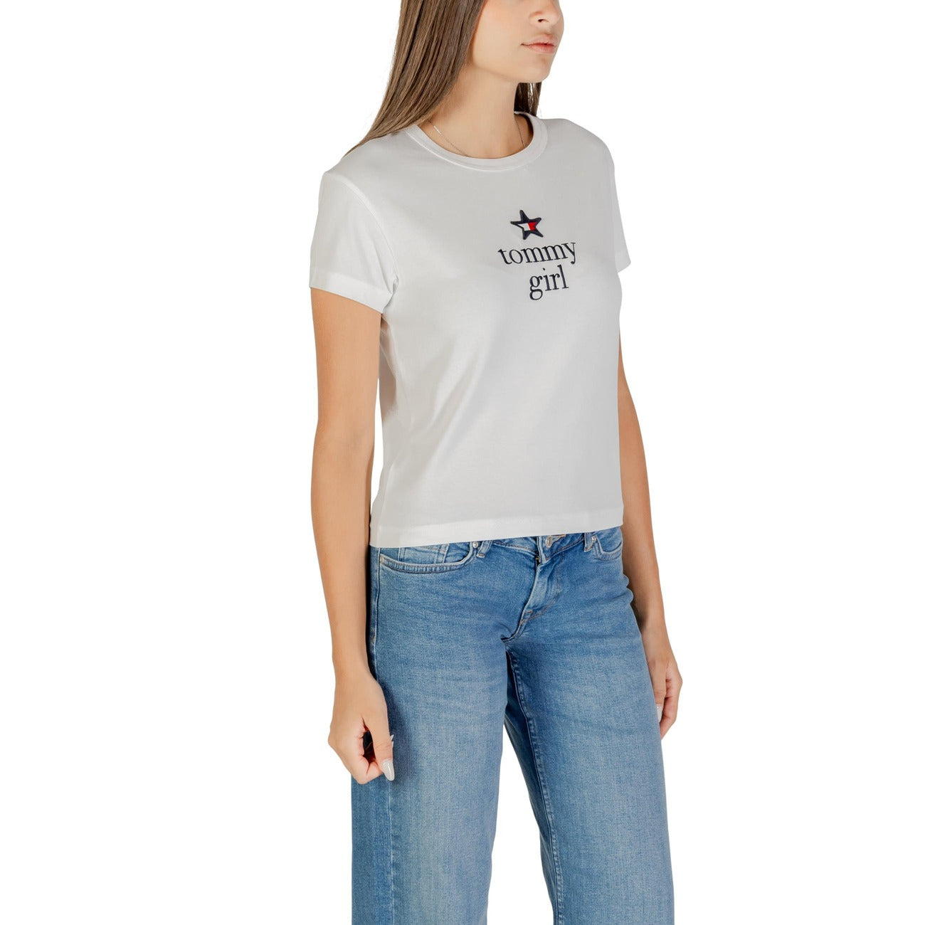 T-Shirt Stampa Donna Autunno/Inverno Bianca Tommy Hilfiger Jeans
