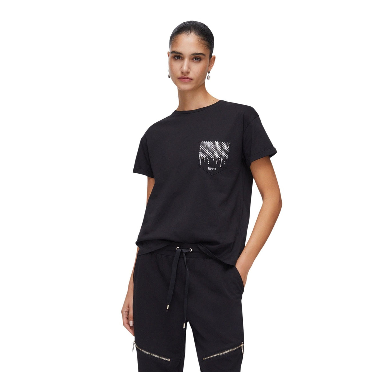 Liu Jo T-shirt in Cotone Donna Nero WA6372 JS923