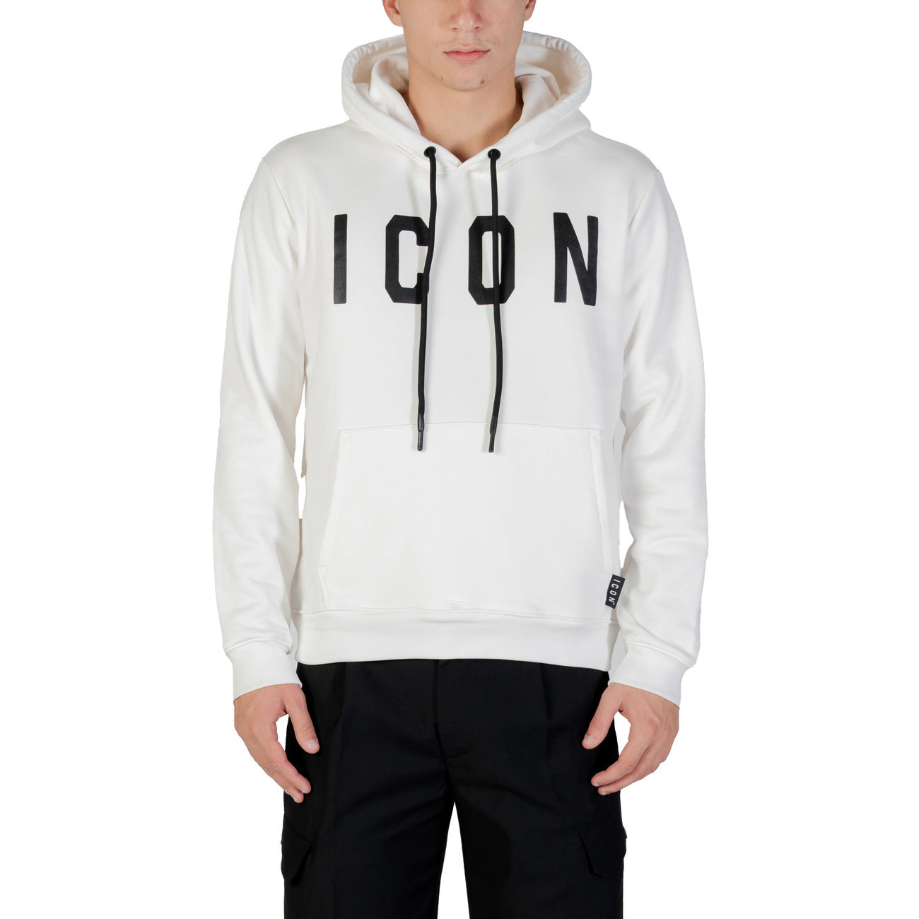 Icon Nera con Cappuccio e Stampa Nero Uomo