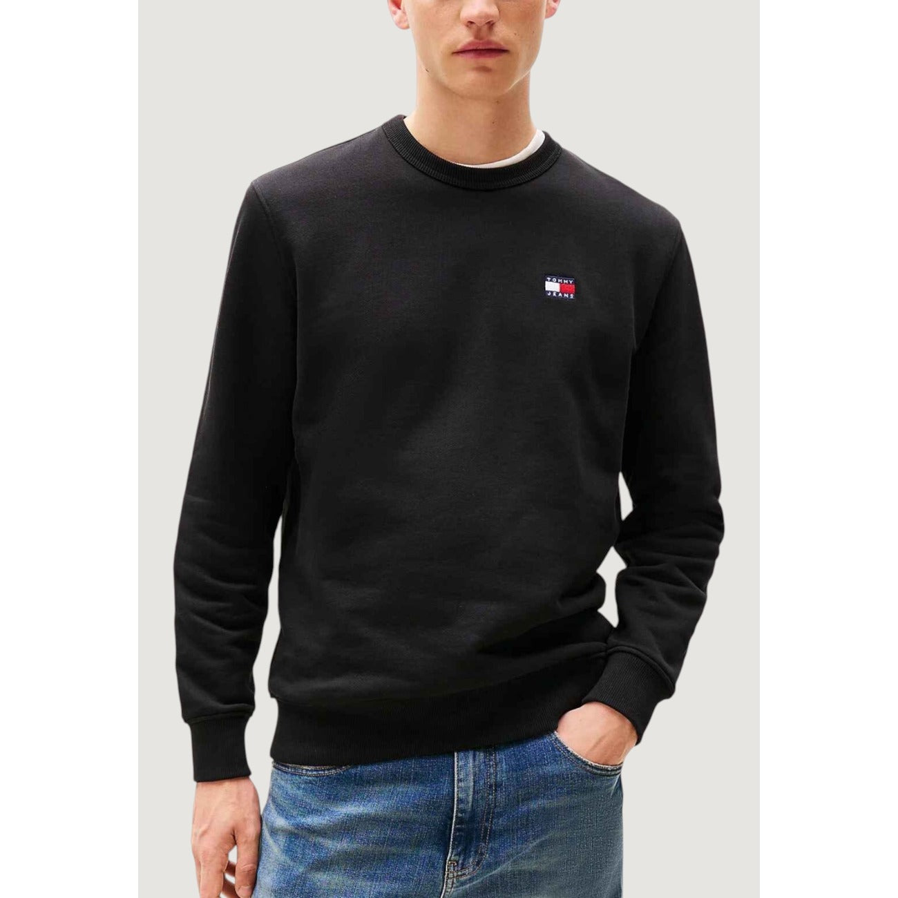 Felpa Uomo Tommy Hilfiger Jeans Cotone Organico Nera A/I