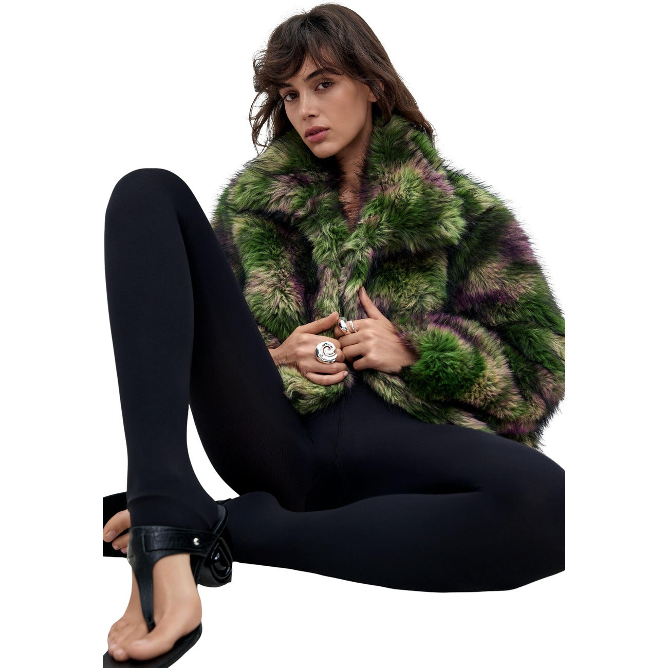Desigual Cappotto in Poliestere Donna Verde FAKE FUR_CAMOMILLE_LA