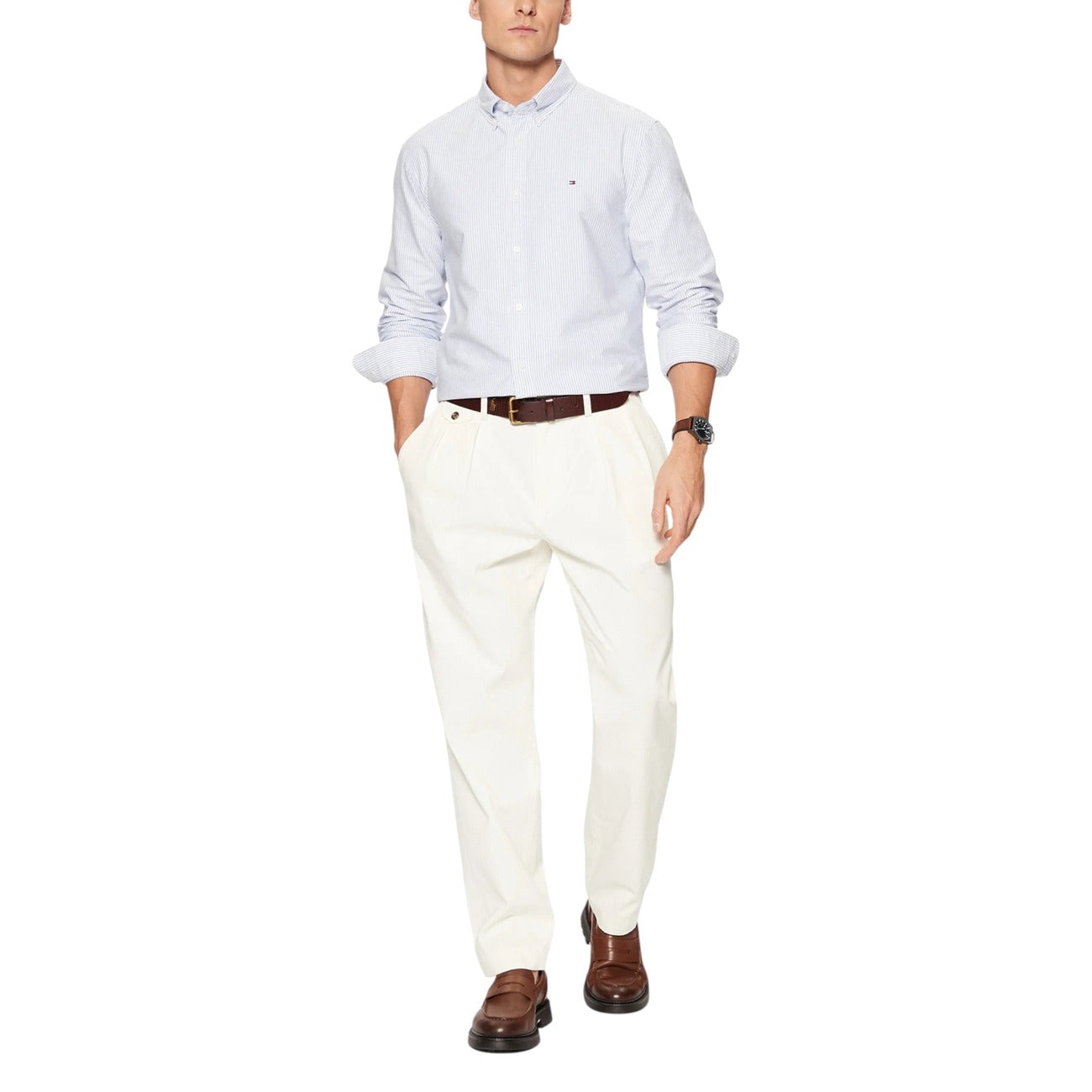 Camicia a Righe Azzurra in Cotone Organico, Tommy Hilfiger