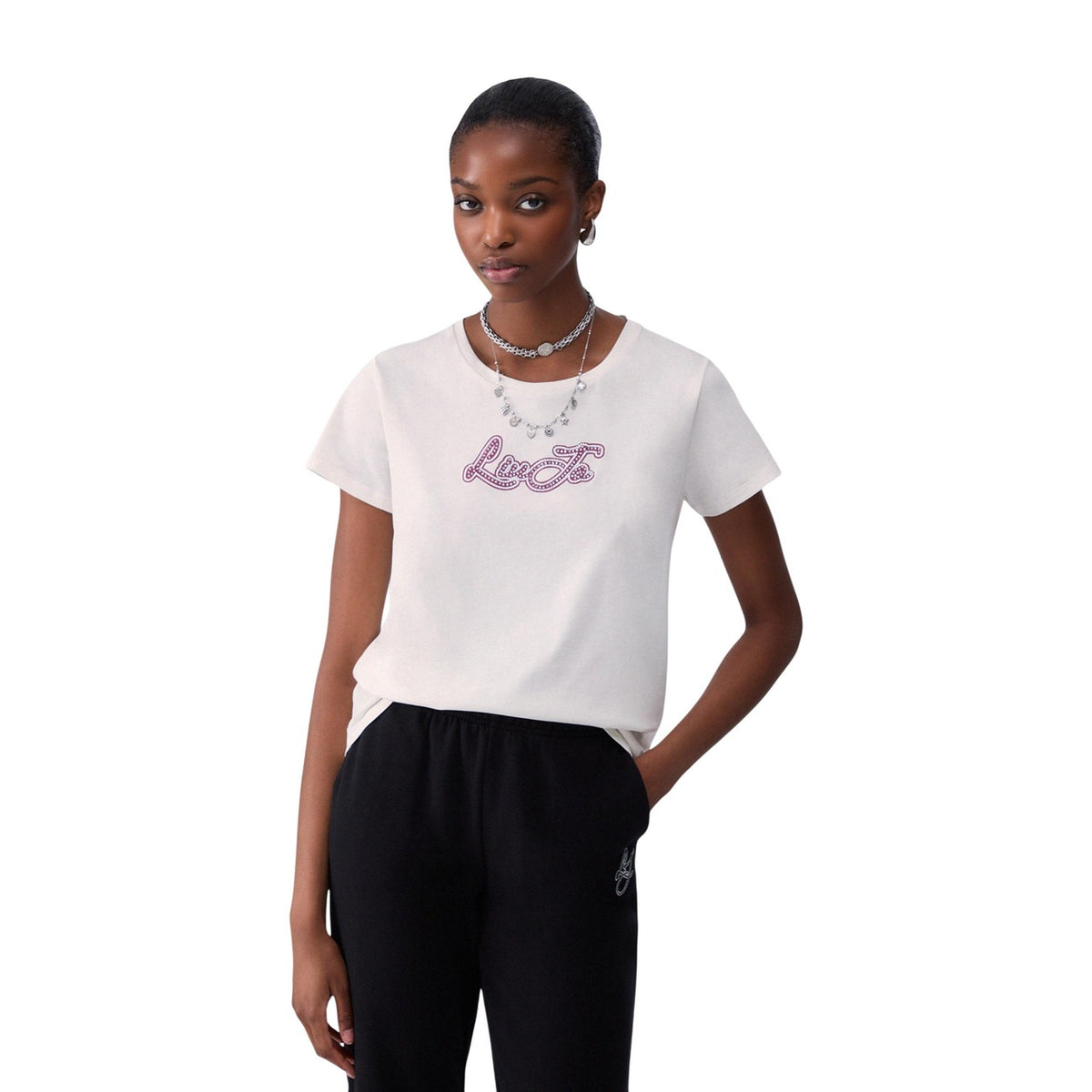 Liu Jo T-shirt in Cotone Donna Bordeaux BASIC