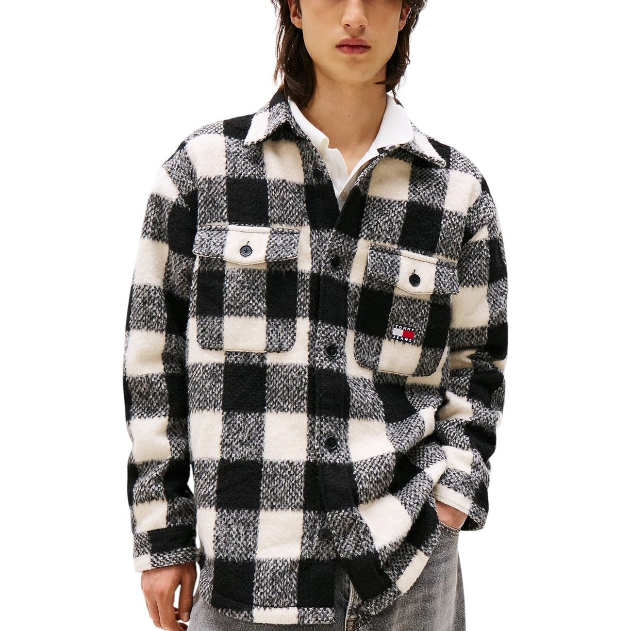 Giacca Uomo Tommy Hilfiger Jeans Nera a Quadri Autunno/Inverno