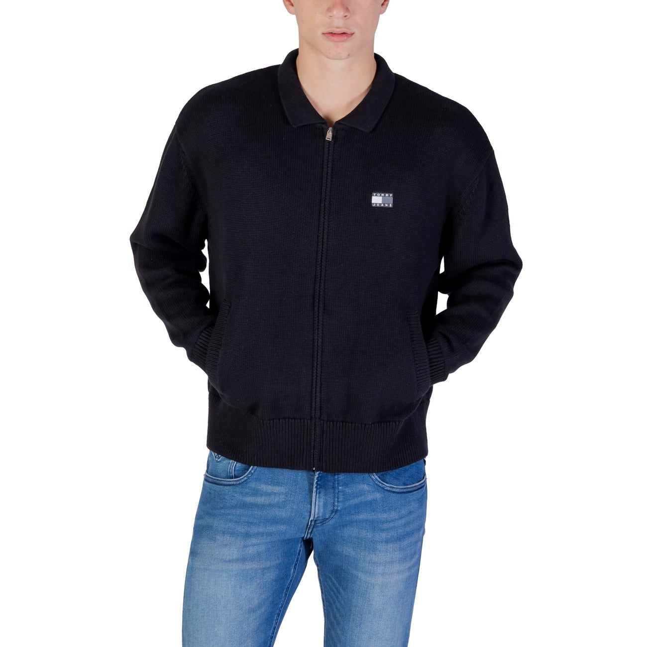 Maglia Uomo Tommy Hilfiger Jeans in Cotone Organico con Zip - Nera A/I