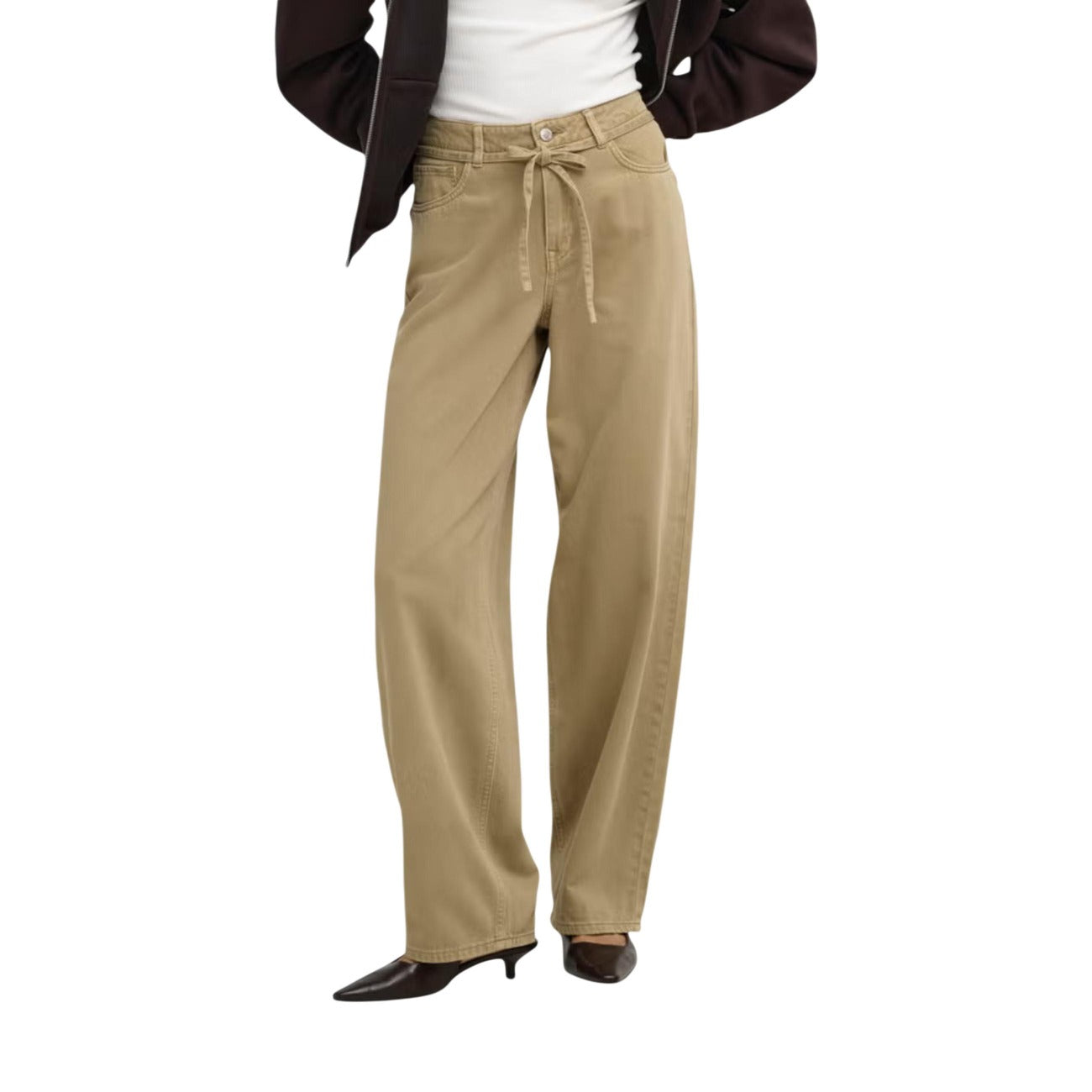 Only Jeans in Cotone Donna Marrone ONLGIANNA-SILLA MW ST BELT PANT PNT NOOS