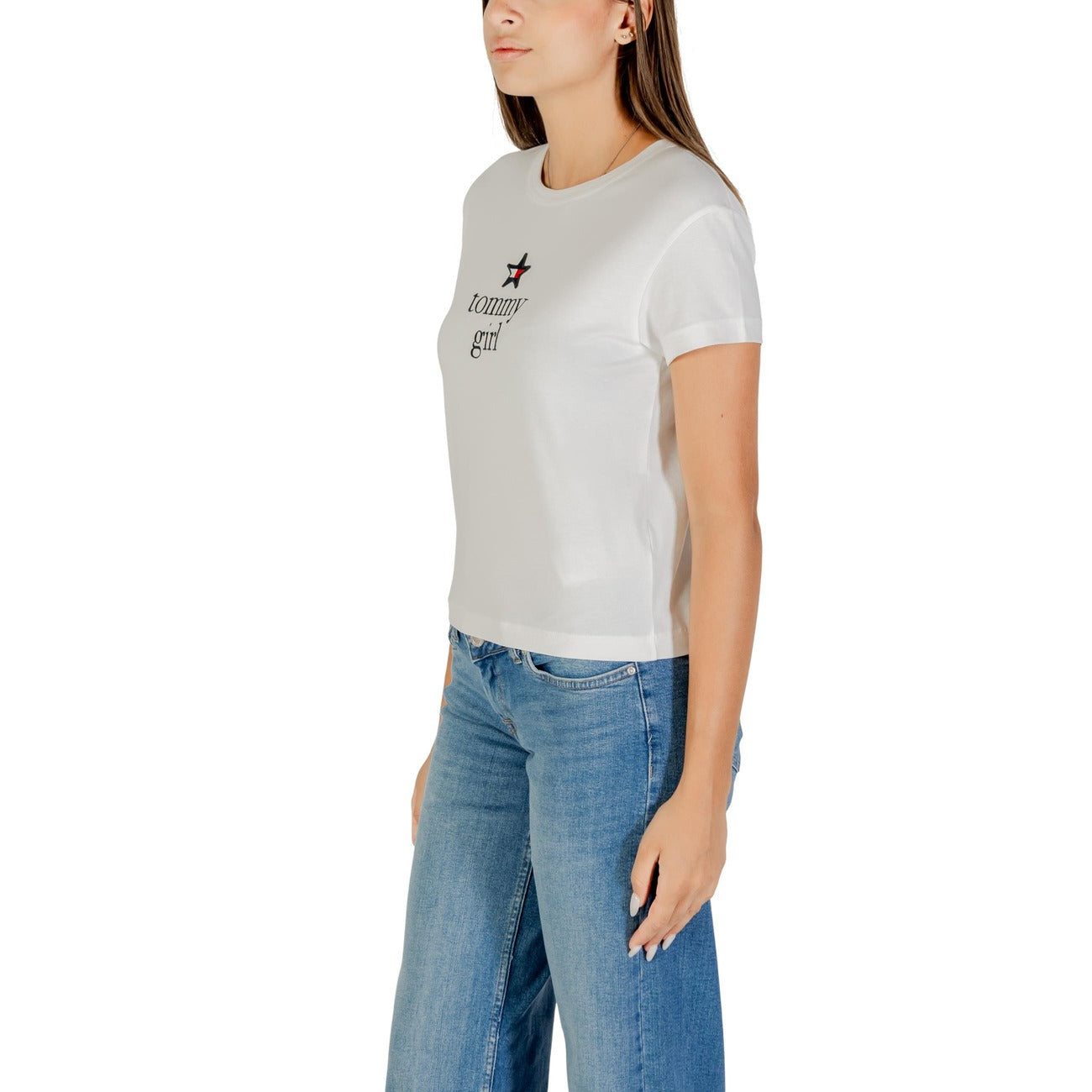T-Shirt Stampa Donna Autunno/Inverno Bianca Tommy Hilfiger Jeans