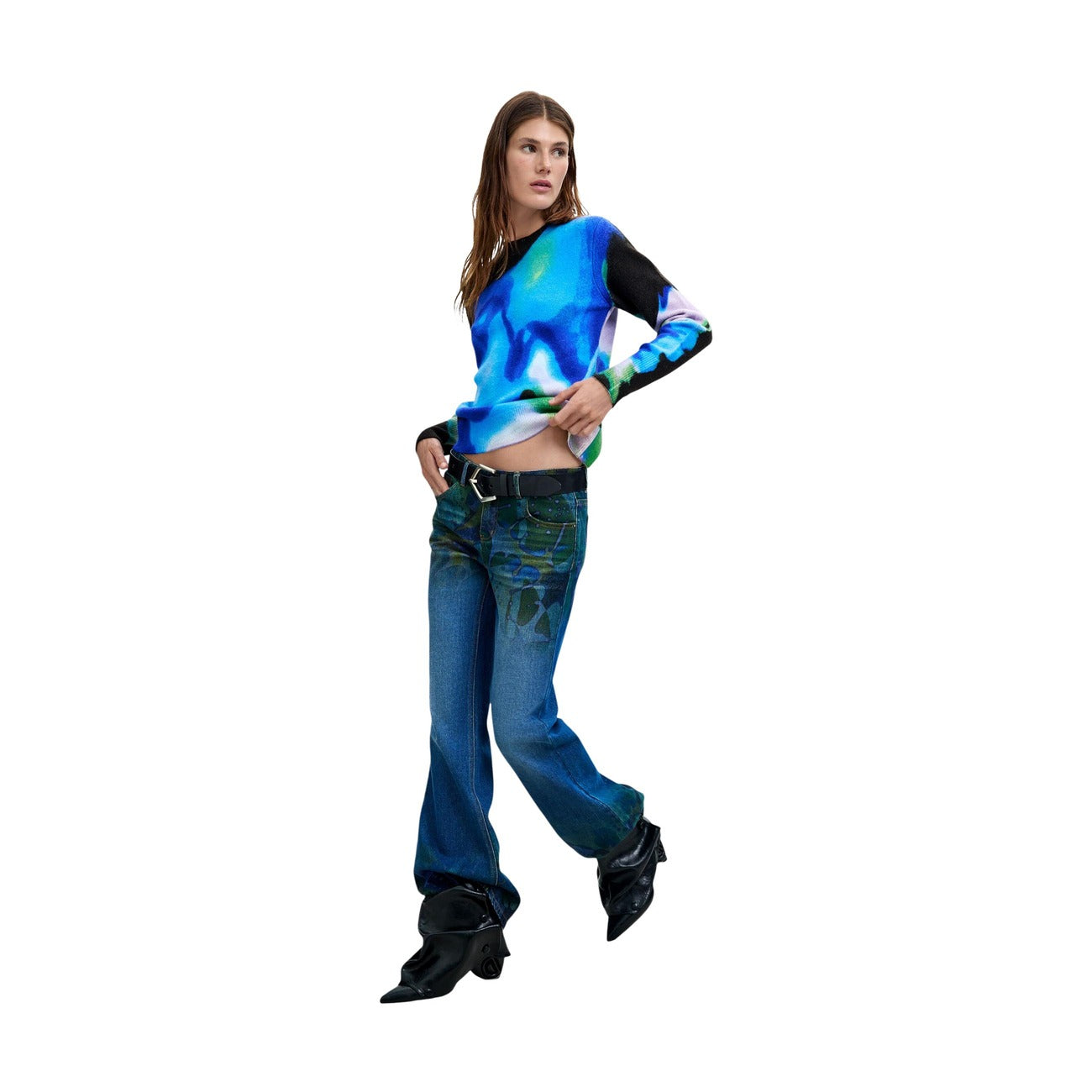 Desigual Maglia in Acrilico Donna Blu JERS_CLOUDS_LACROIX