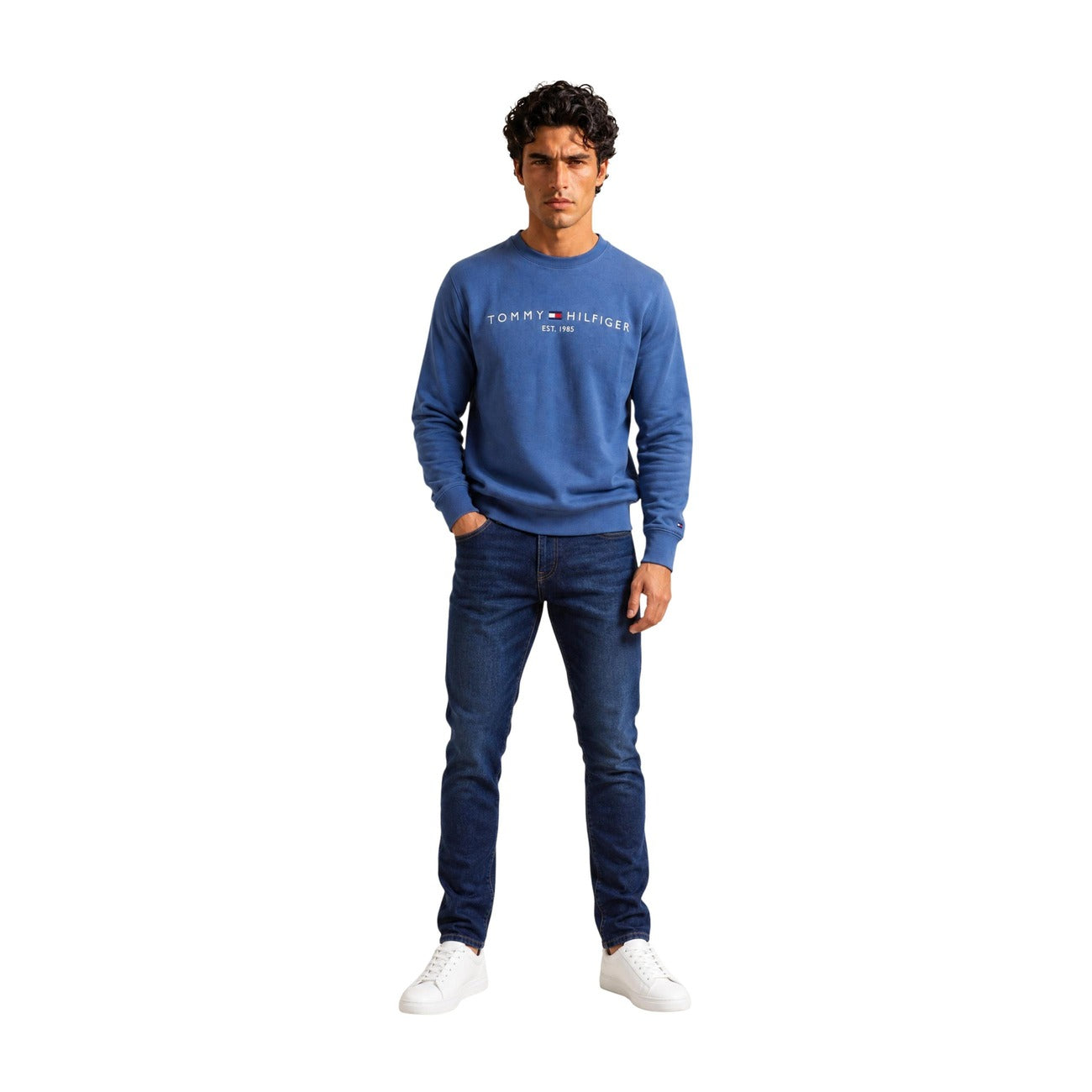 Tommy Hilfiger Felpa in Cotone Uomo Blu