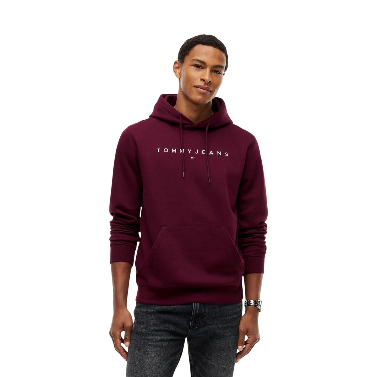 Tommy Hilfiger Jeans T-shirt in Cotone Uomo Bordeaux TJM REG LINEAR LOGO