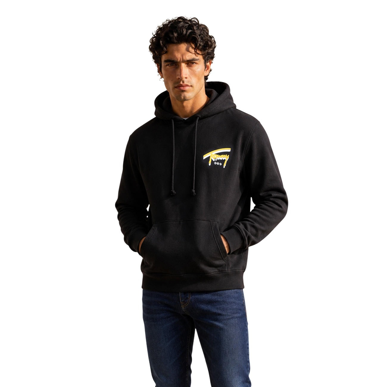 Tommy Hilfiger Jeans Felpa in Cotone Uomo Nero