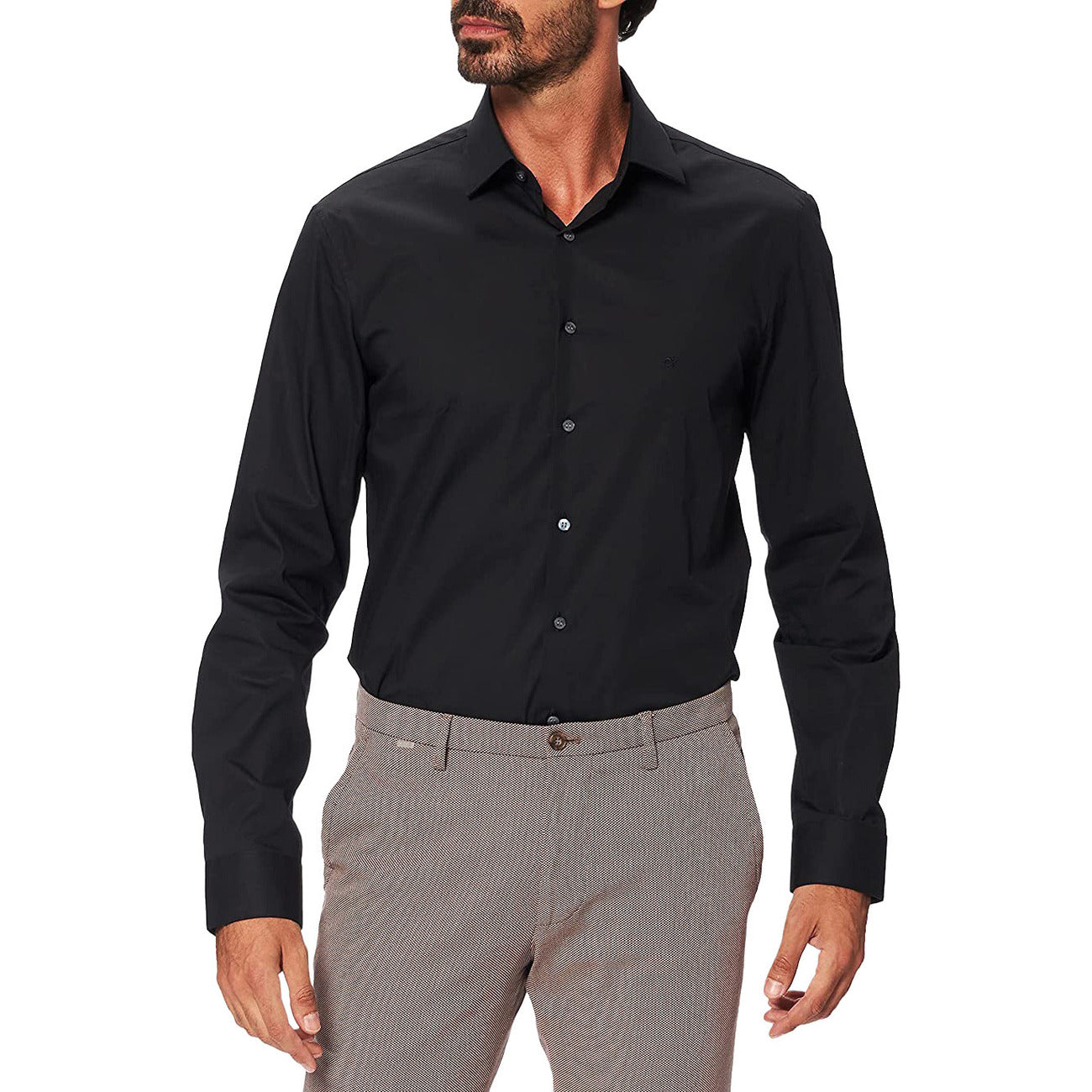 Camicia Uomo Nera Maniche Lunghe Monocromo Calvin Klein Jeans