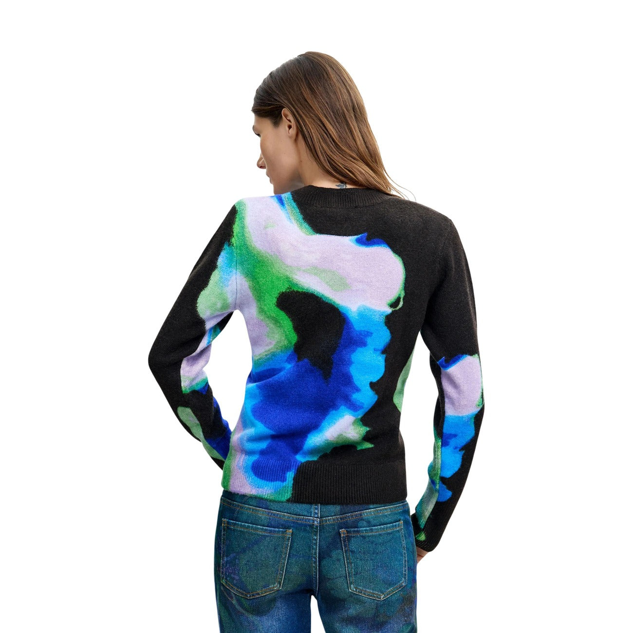 Desigual Maglia in Acrilico Donna Blu JERS_CLOUDS_LACROIX
