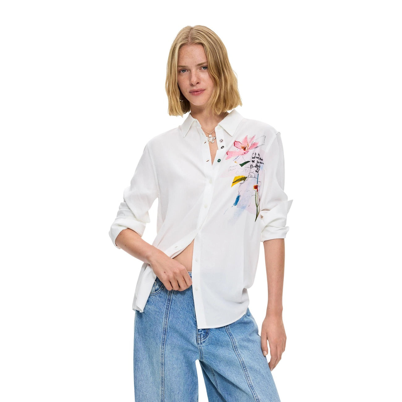 Desigual Camicia in Viscosa Donna Bianco CAM_TAMESIS